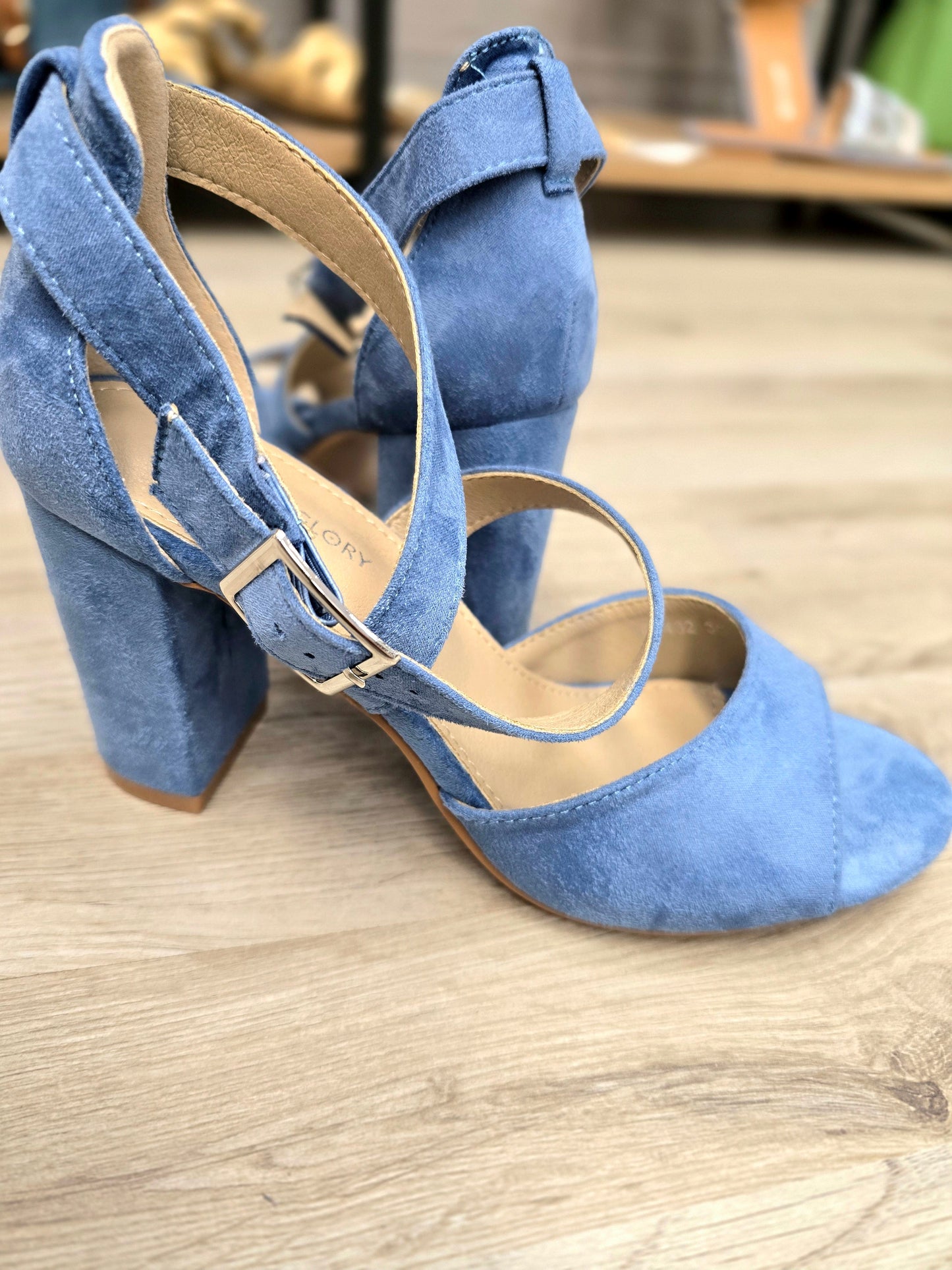 Blockabsatz Sandaletten Denim Look Sandalen Ramoneska