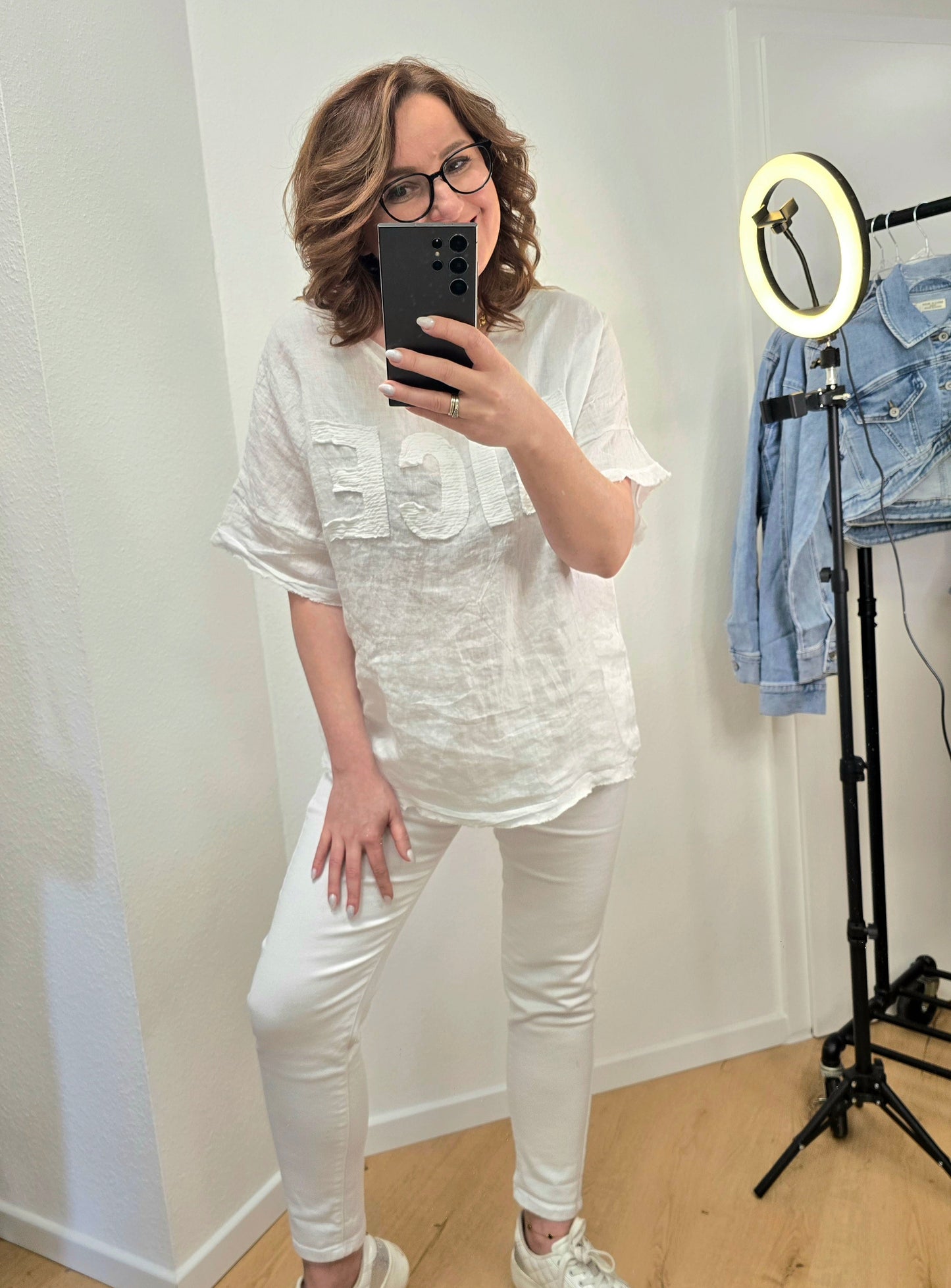 NICE Bluse oversize weiß Ramoneska