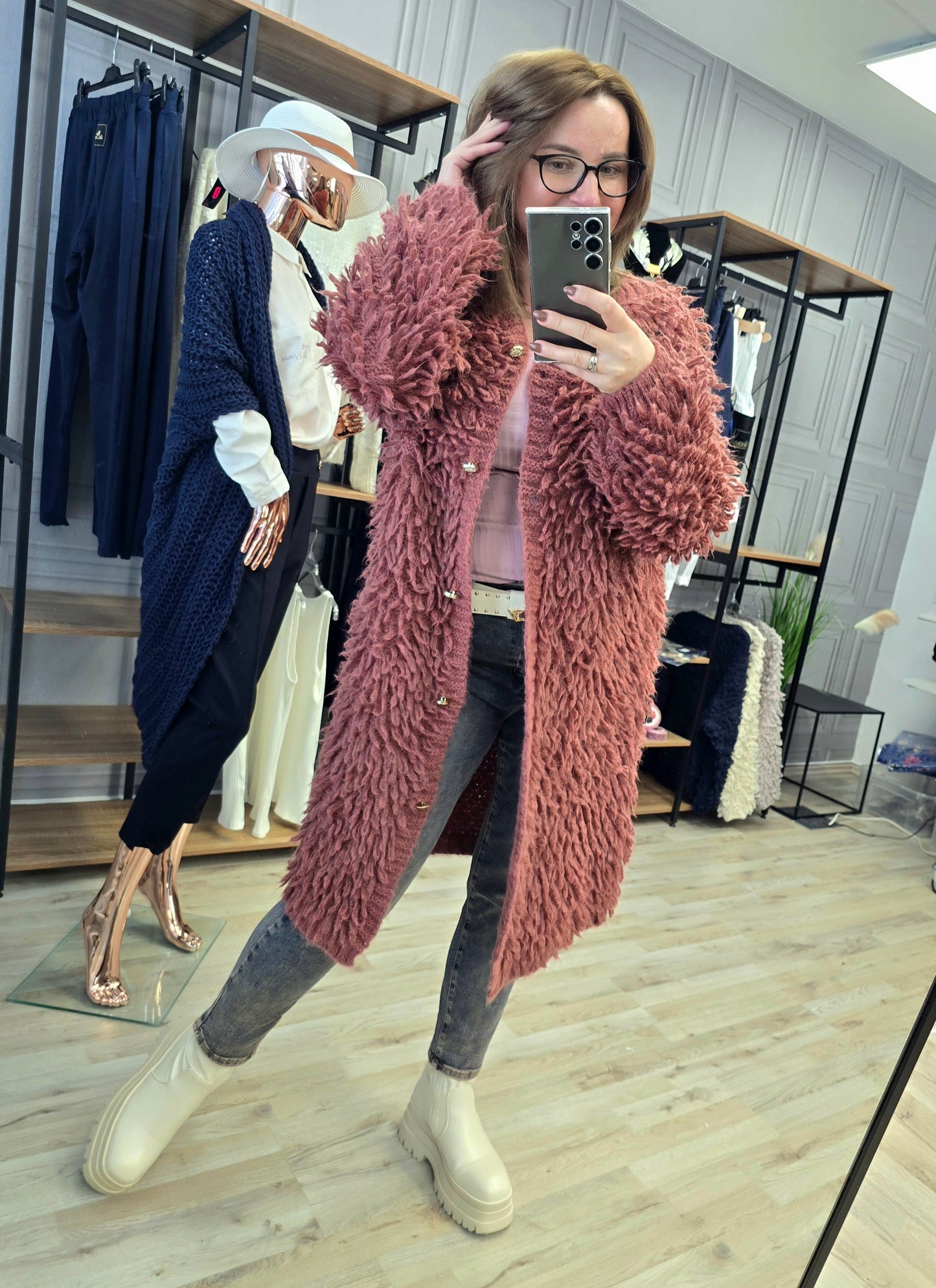 Cardigan Jacke LAMA von Minouu Midi Terrakotta Minouu