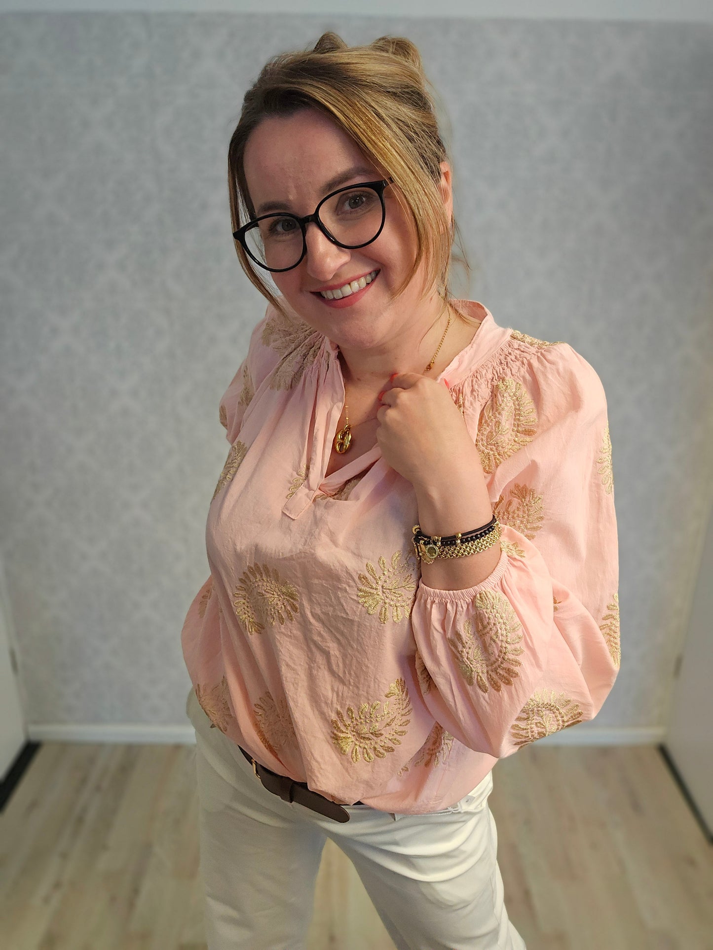 Bluse Stickerei gold Ramoneska