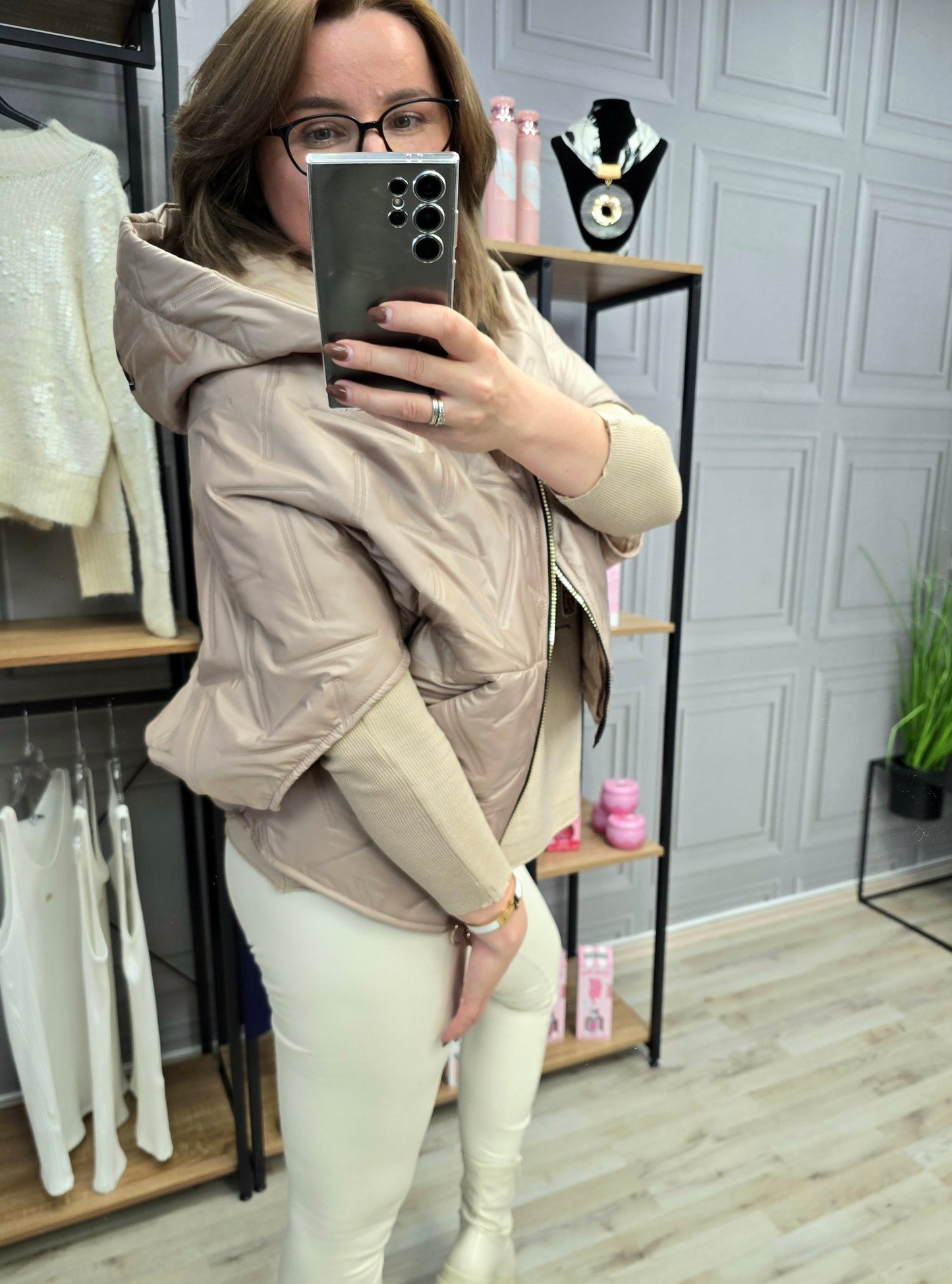 Fledermaus Weste Jacke von Minouu beige Ramoneska