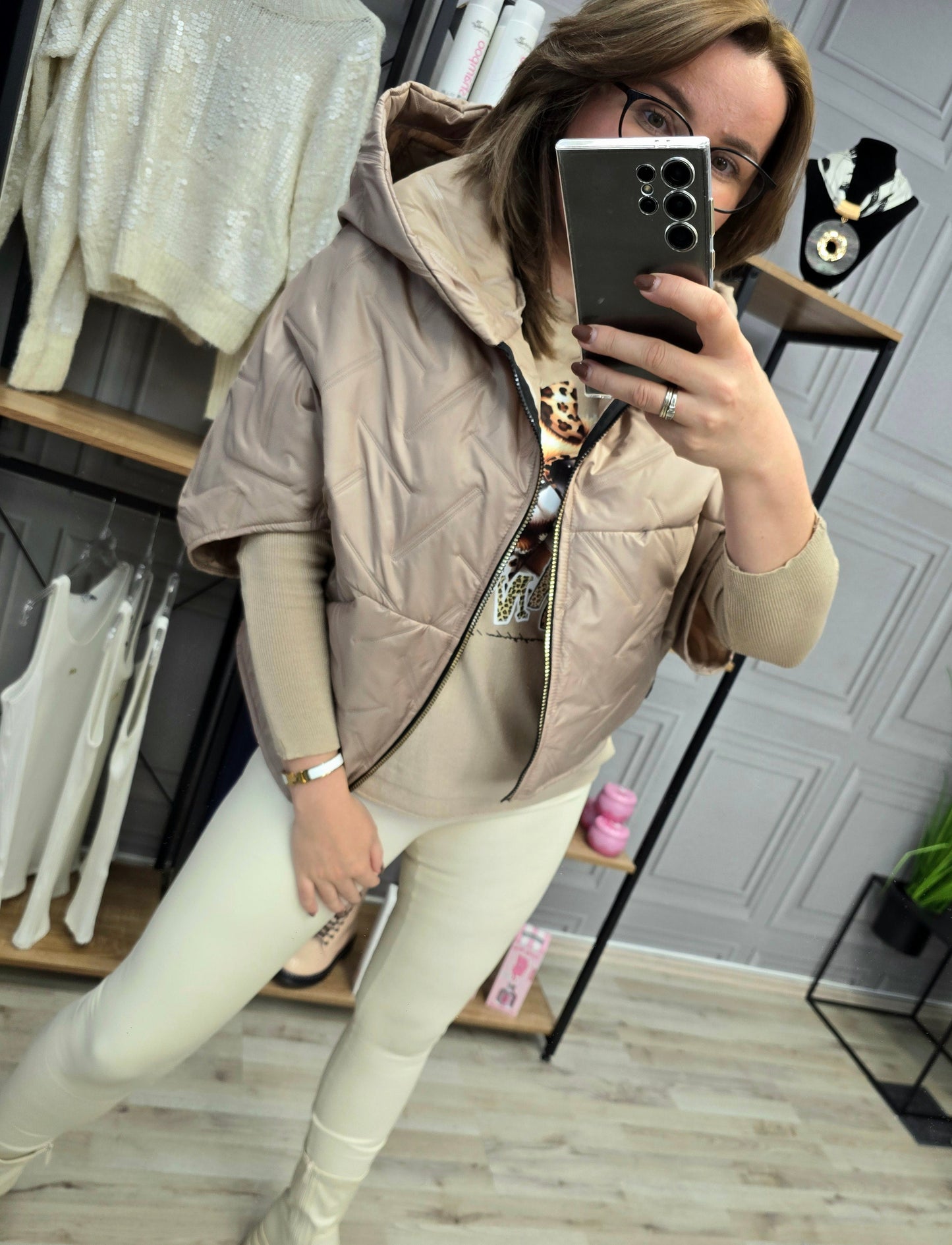 Fledermaus Weste Jacke von Minouu beige Ramoneska
