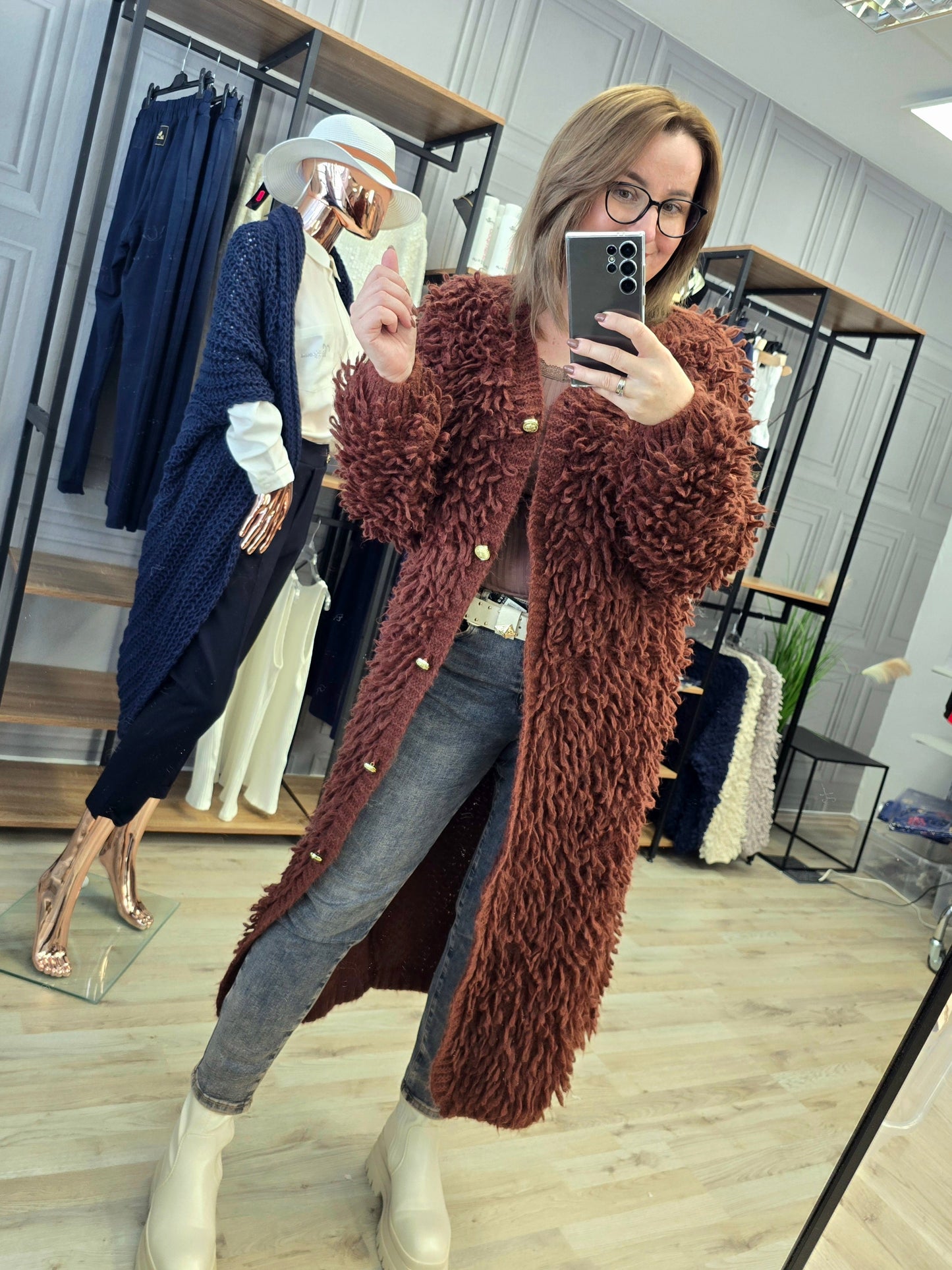 Cardigan Jacke LAMA von Minouu Lang braun Minouu