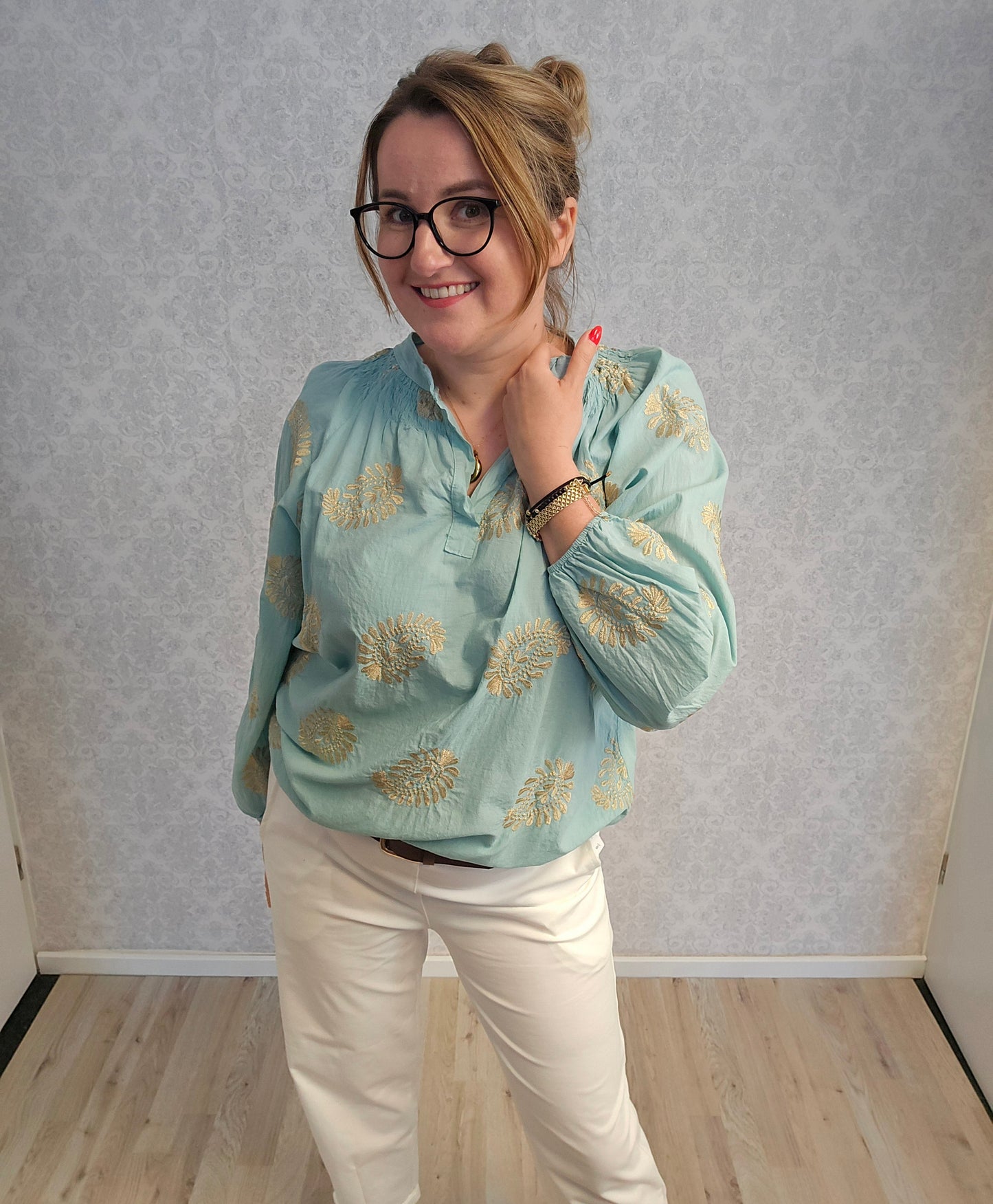 Bluse Stickerei gold Ramoneska