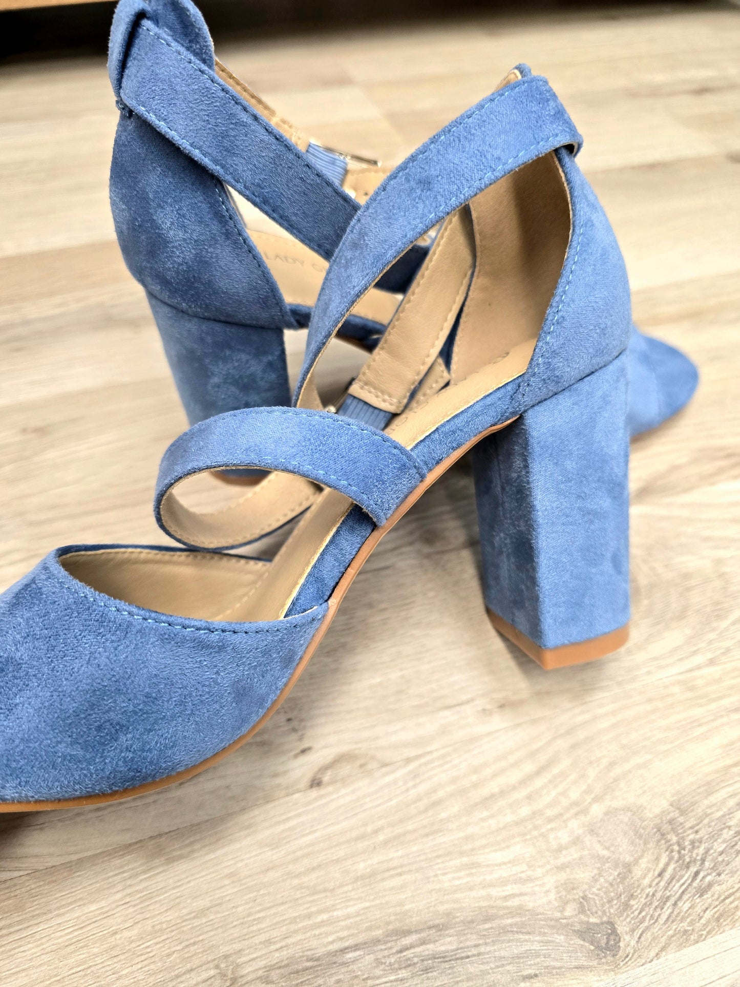 Blockabsatz Sandaletten Denim Look Sandalen Ramoneska