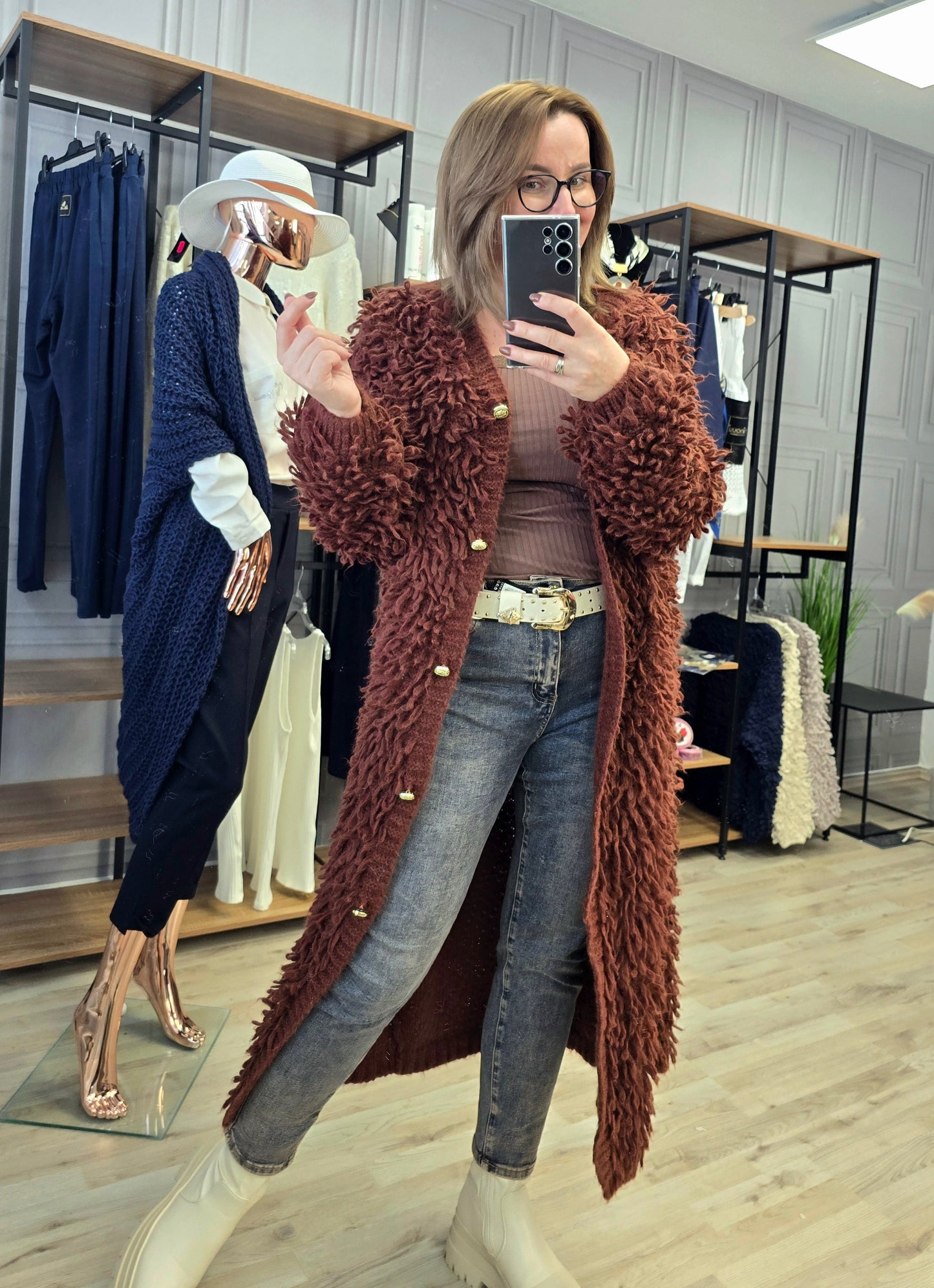 Cardigan Jacke LAMA von Minouu Lang braun Minouu