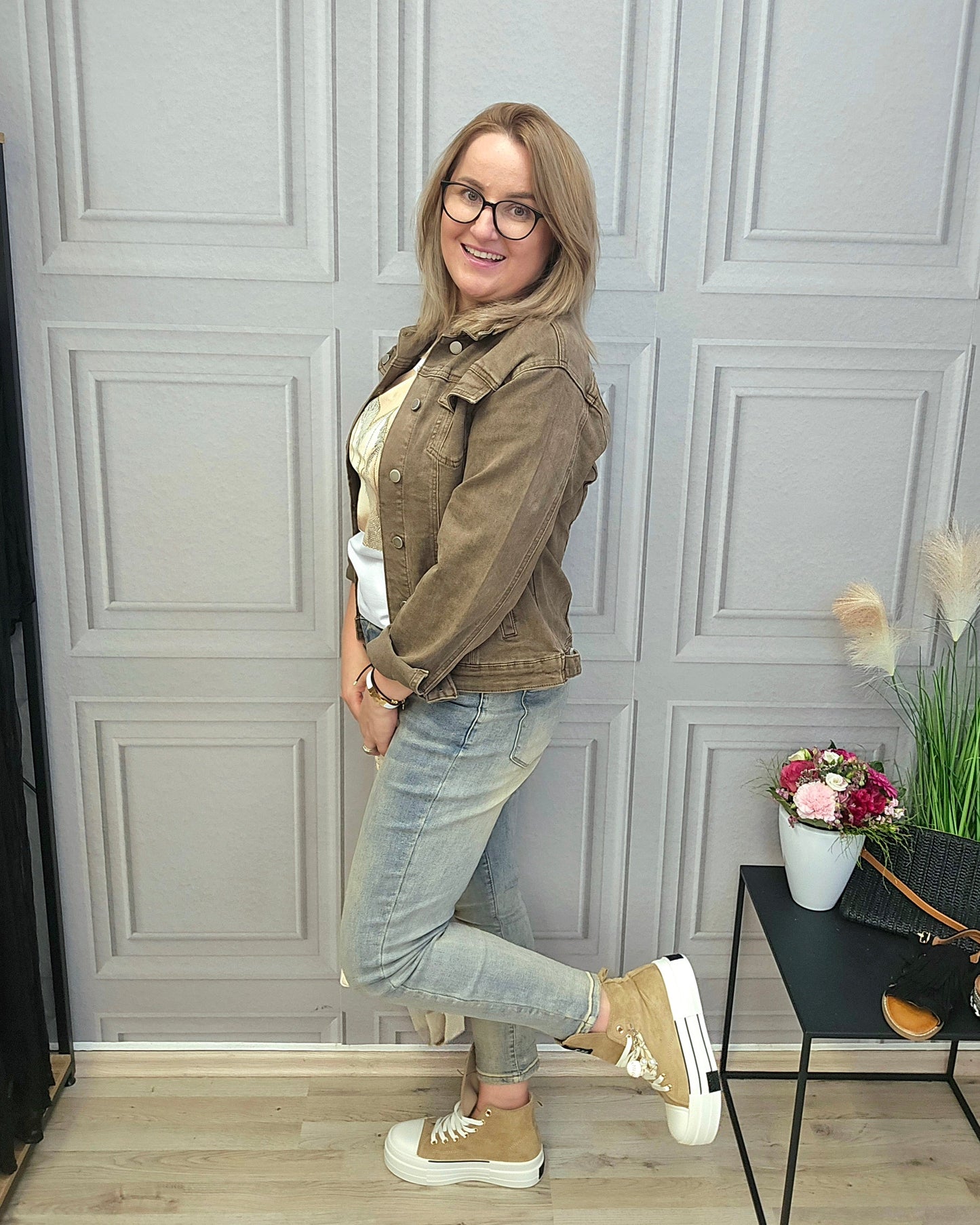 Vintage Jeans M.SARA Denim blau - beige M.SARA