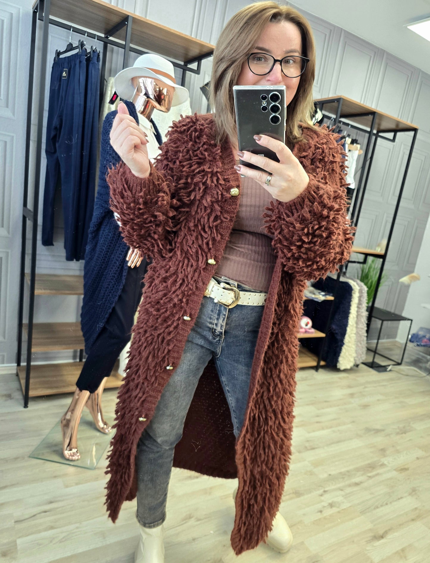 Cardigan Jacke LAMA von Minouu Lang braun Minouu