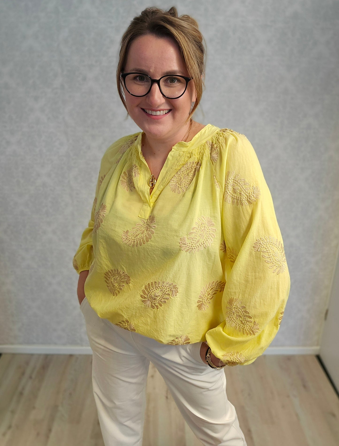 Bluse Stickerei gold Ramoneska