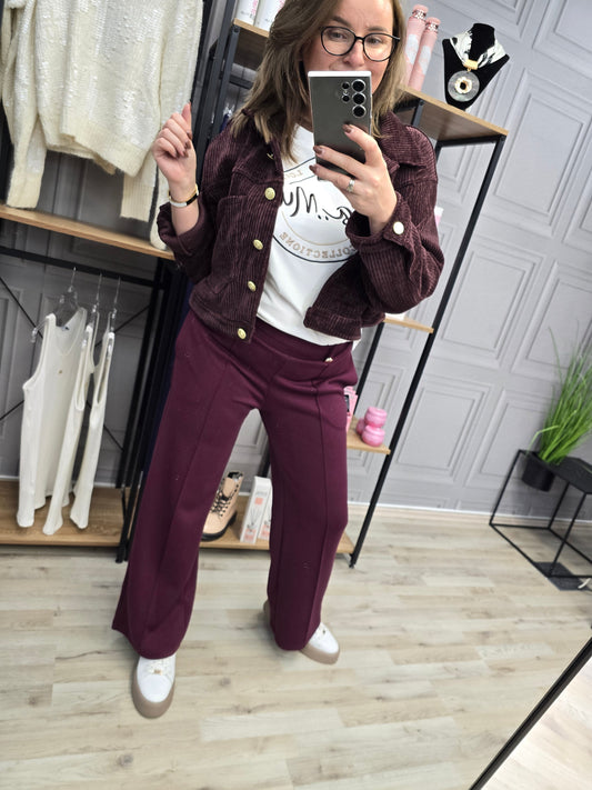 Hose Breite Beine Agnes Burgund Minouu