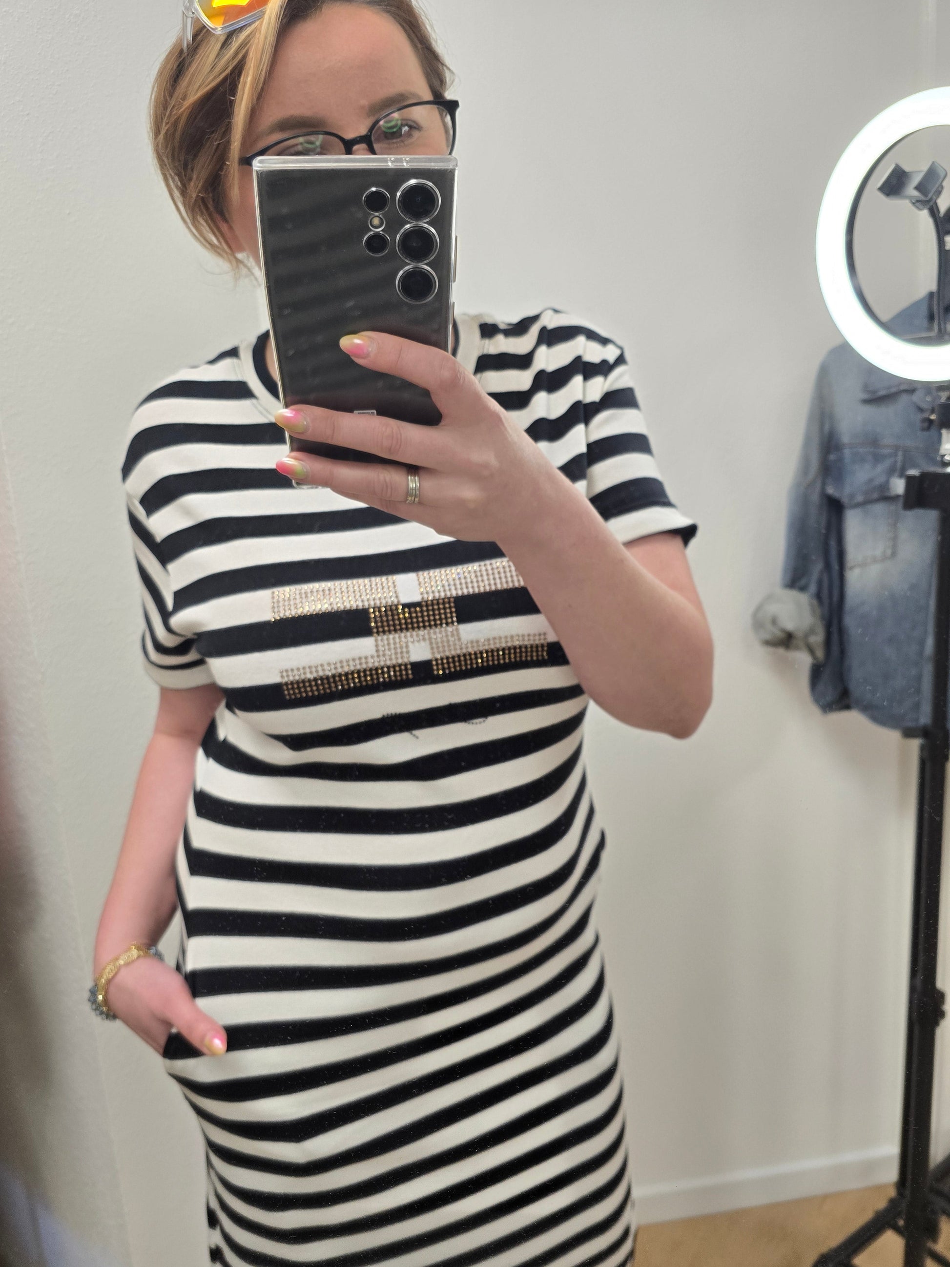 Wespe Kleid schwarz-weiß Charyzma