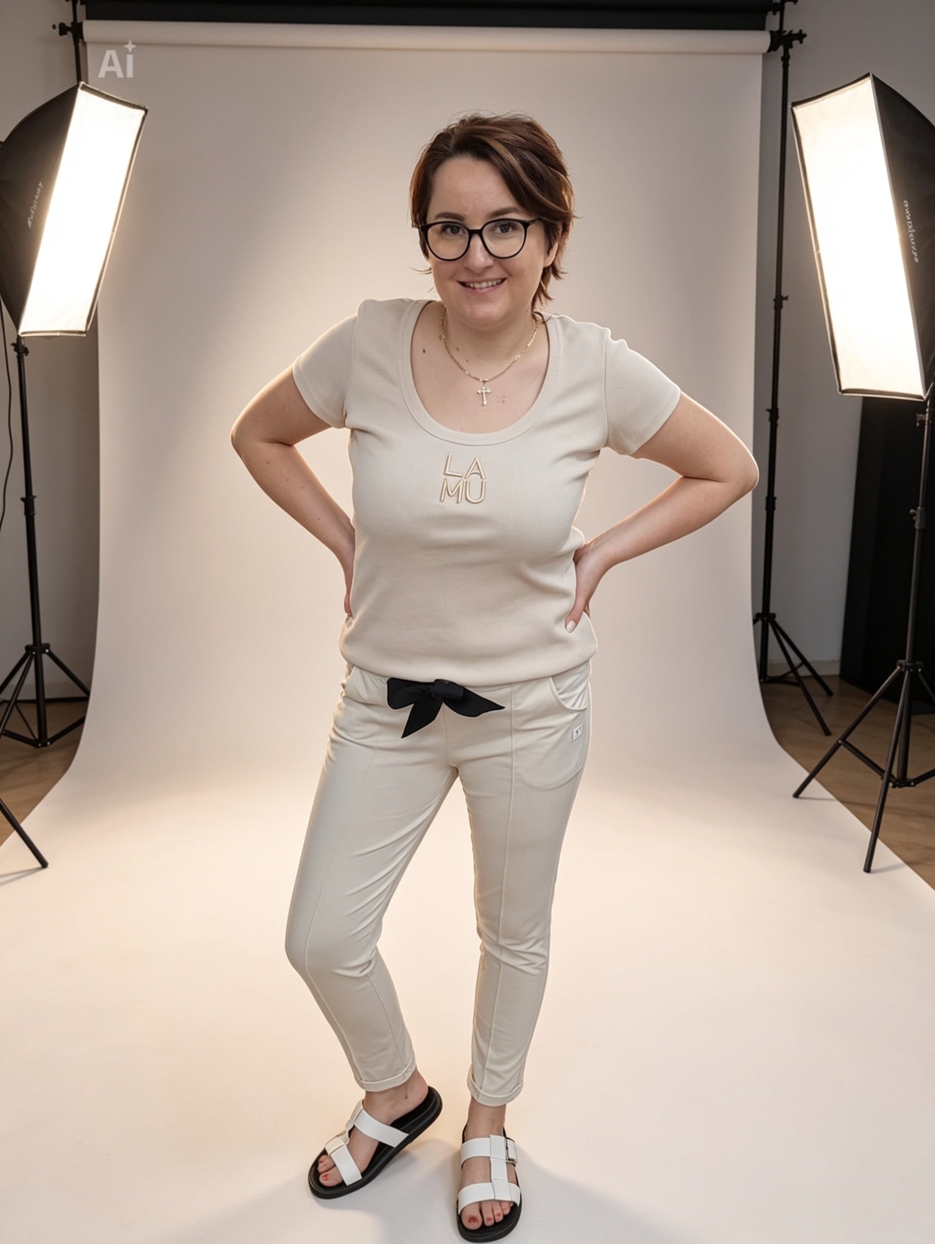 Zigaretten Hose la..mu hell beige la..mu