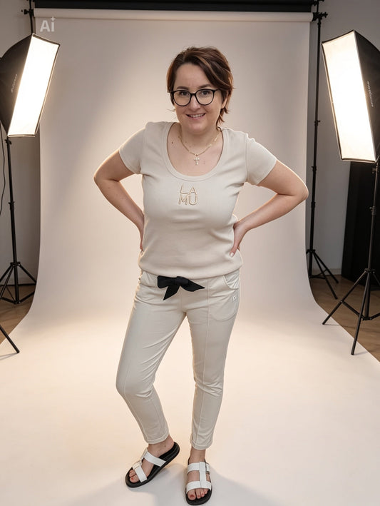 Zigaretten Hose la..mu hell beige la..mu