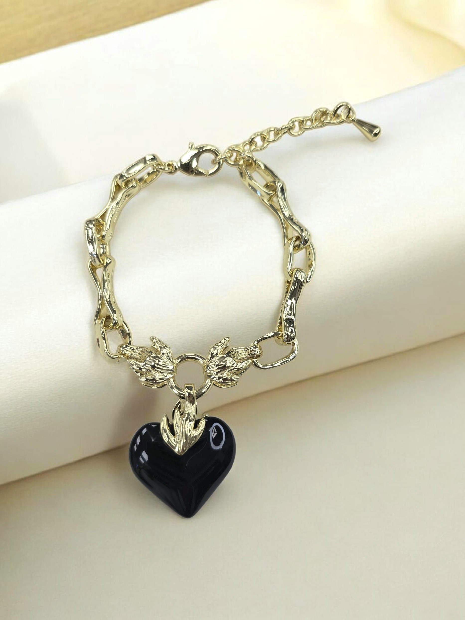 Armband mit Herzanhänger 'Black Flame' Massimocontti