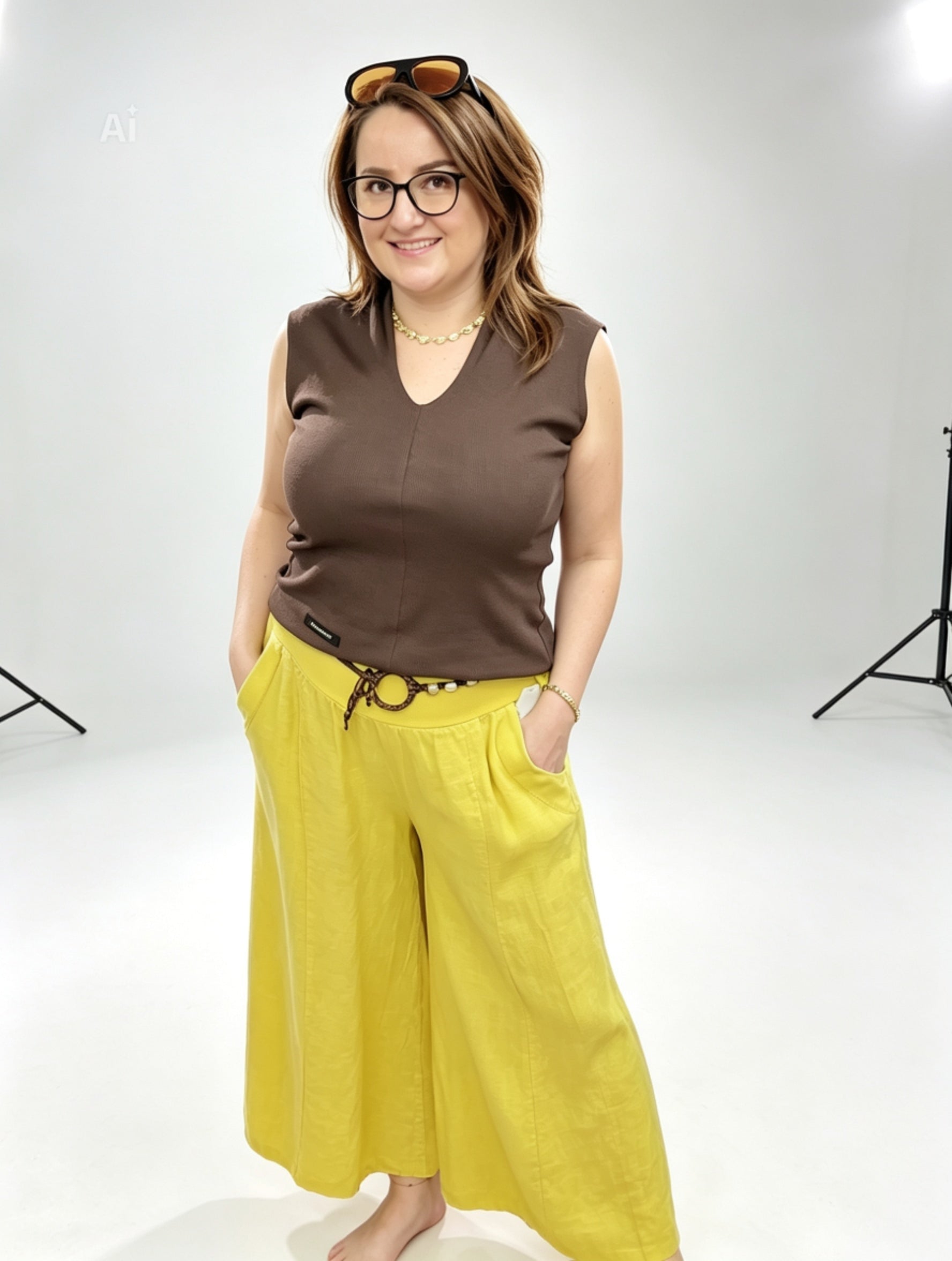 Leinen-Palazzohose „Lemon“ Ramoneska