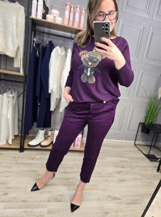 Zigaretten Hose mit Kante Violett Minouu
