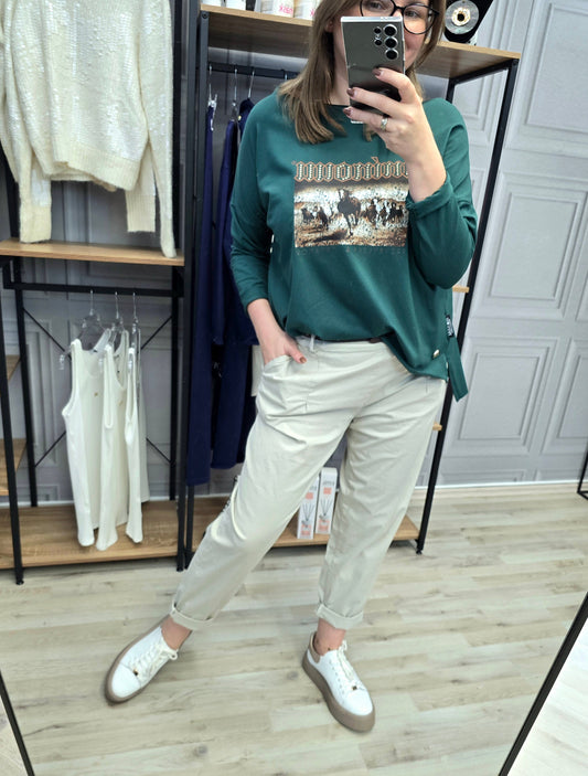 Shirt Bluse Agnes - Minouu Pferde UNI grün Minouu
