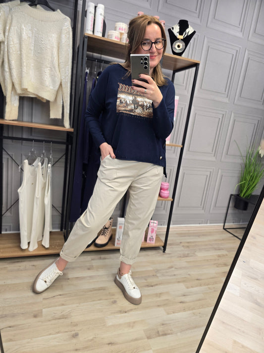Shirt Bluse Agnes - Minouu Pferde UNI dunkelblau Minouu