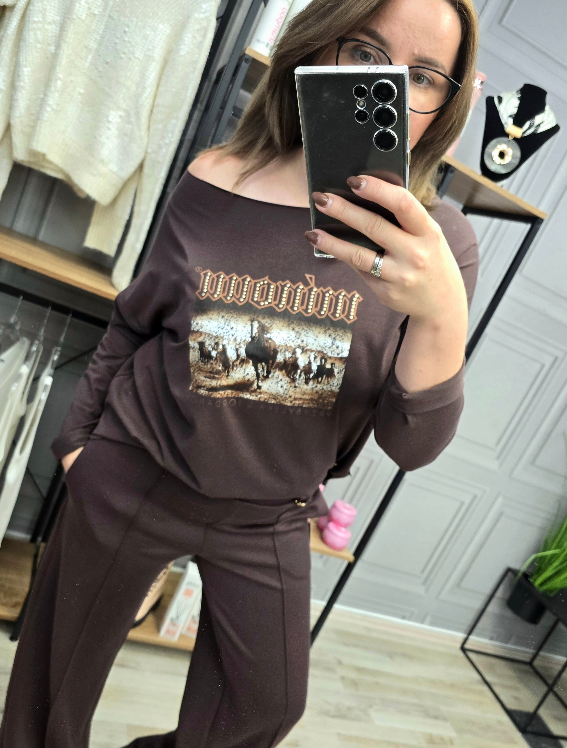 Shirt Bluse Agnes - Minouu Pferde braun Minouu