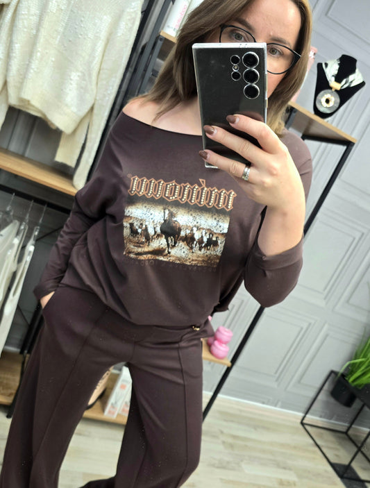 Shirt Bluse Agnes - Minouu Pferde braun Minouu