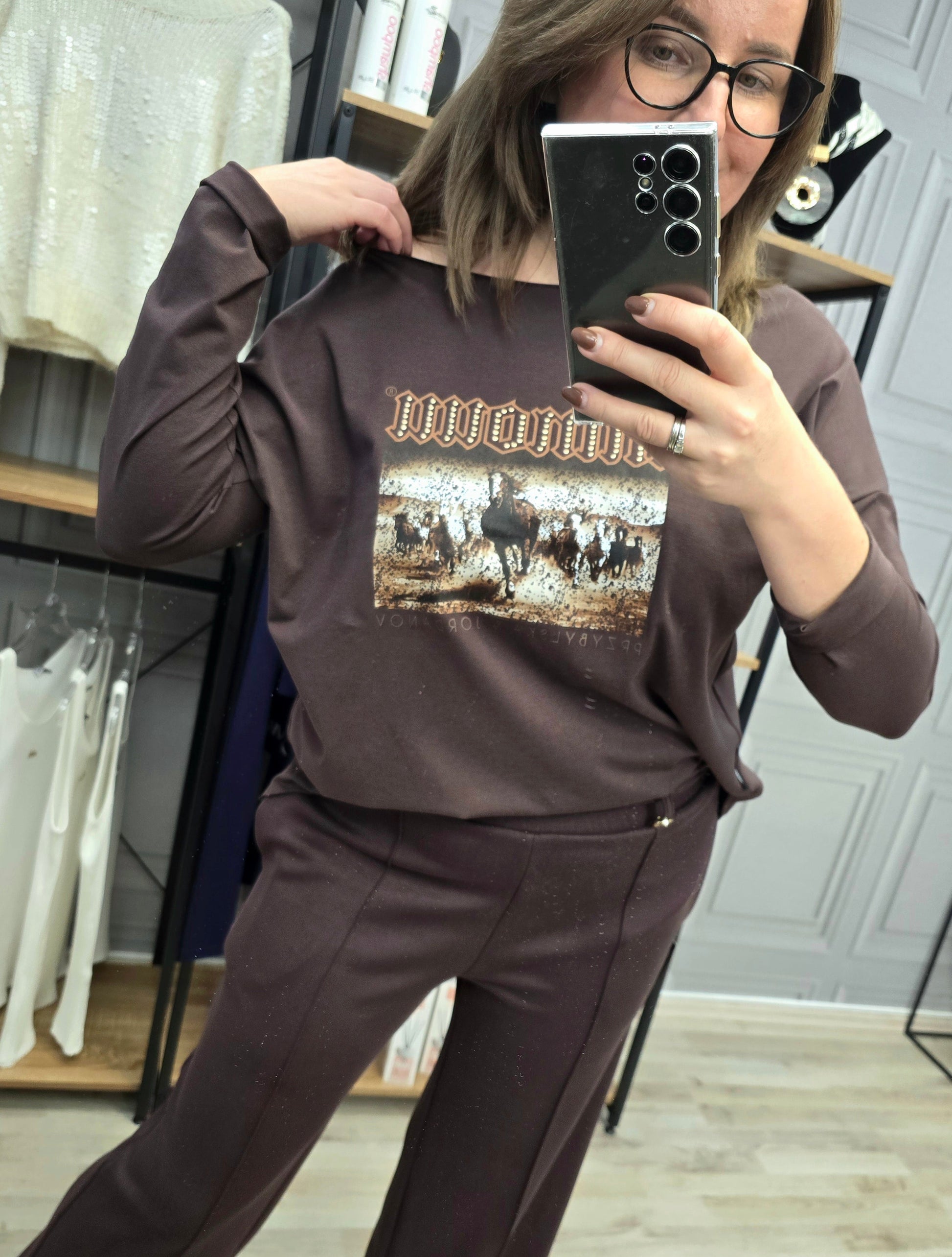 Shirt Bluse Agnes - Minouu Pferde braun Minouu