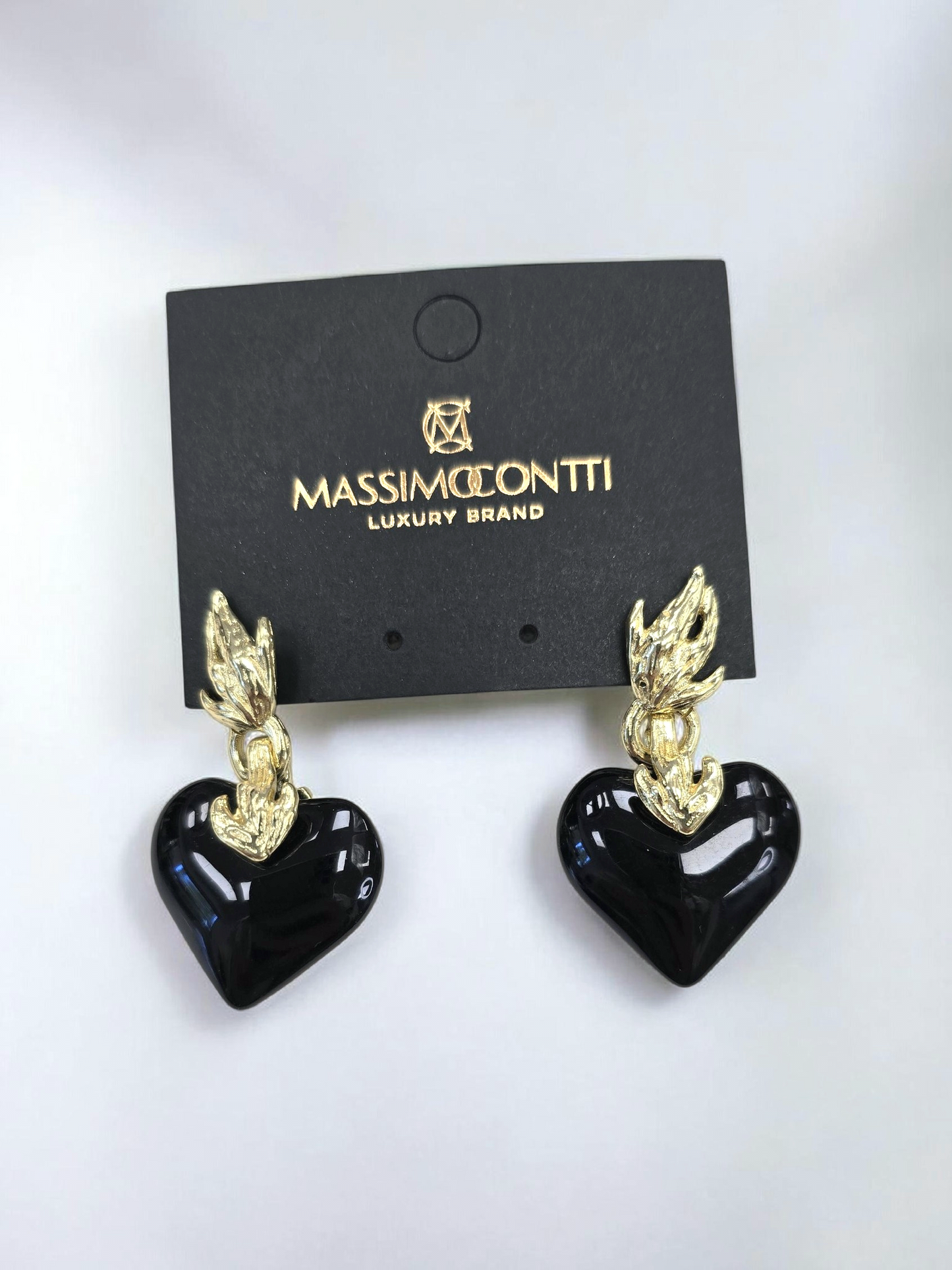 Ohrringe Herzanhänger 'Black Flame' Massimocontti