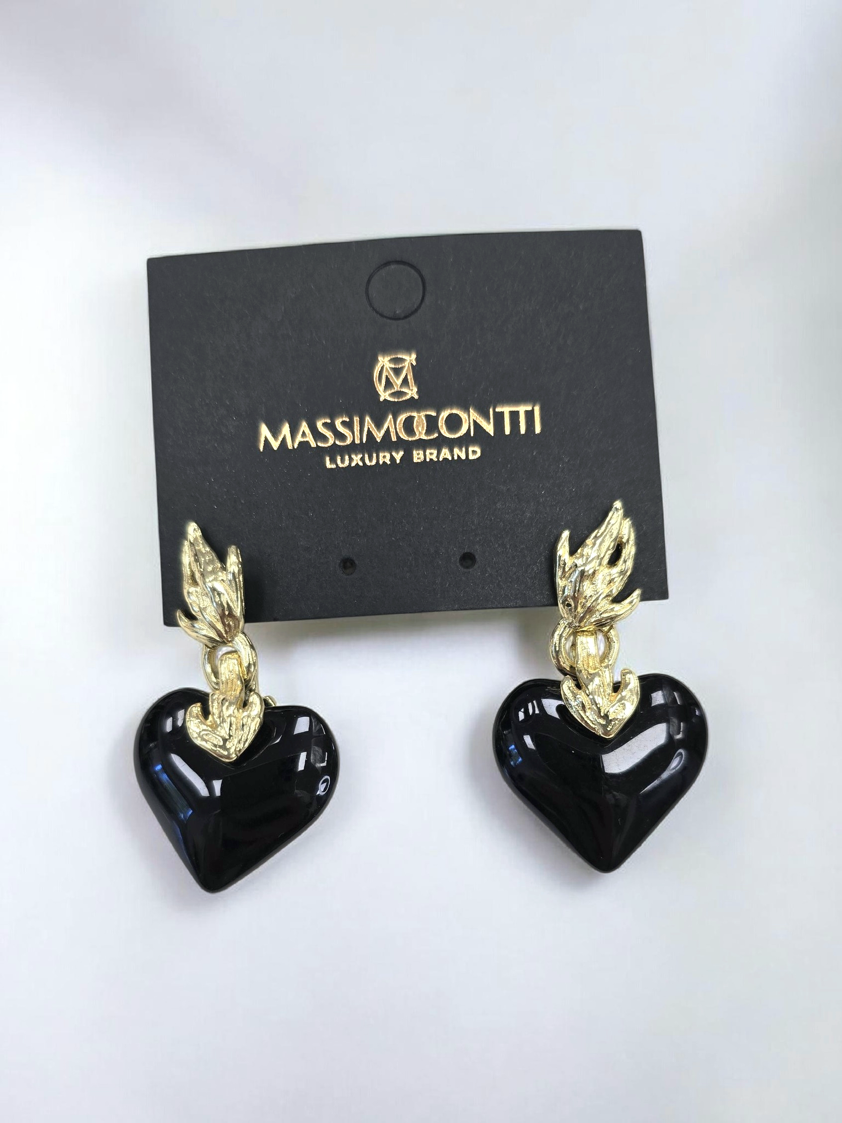 Ohrringe Herzanhänger 'Black Flame' Massimocontti