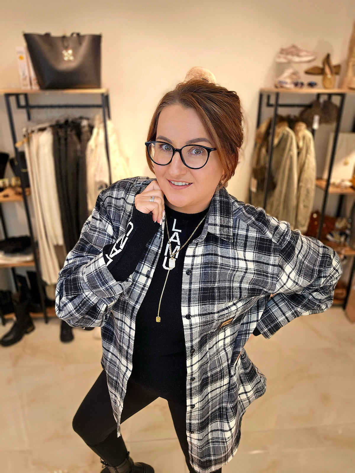 Flanell Hemdbluse CHECK ME Karo Schwarz la..mu