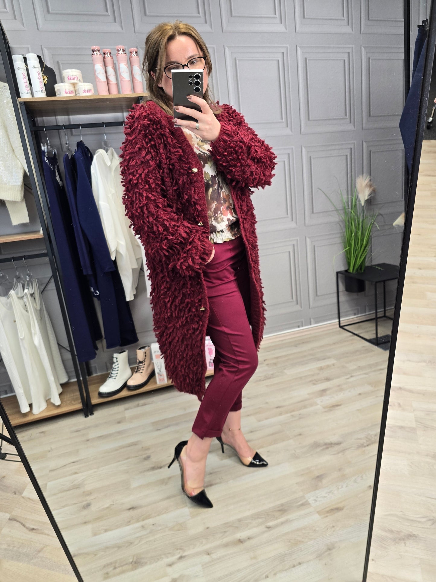 Zigaretten Hose mit Kante bordeaux Minouu