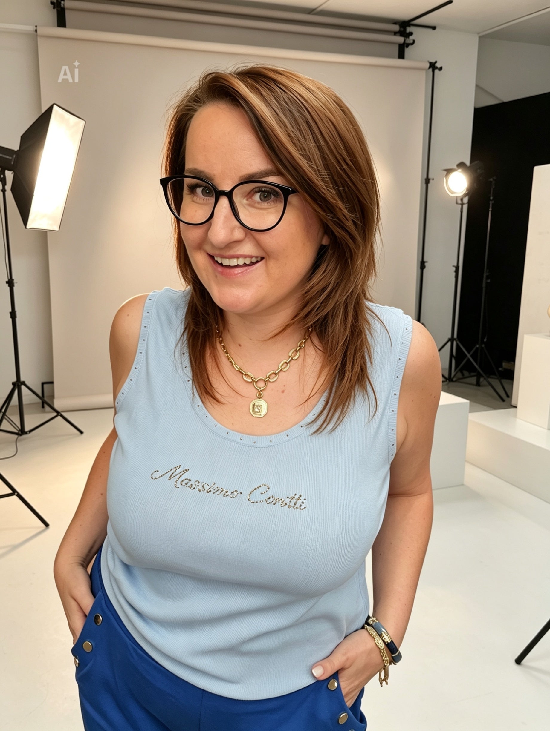Top Massimo Contti hell blau Massimocontti