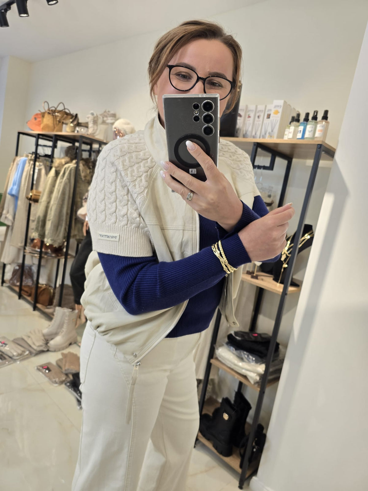 Weste Luna creme Ecoleder-Strick Ramoneska