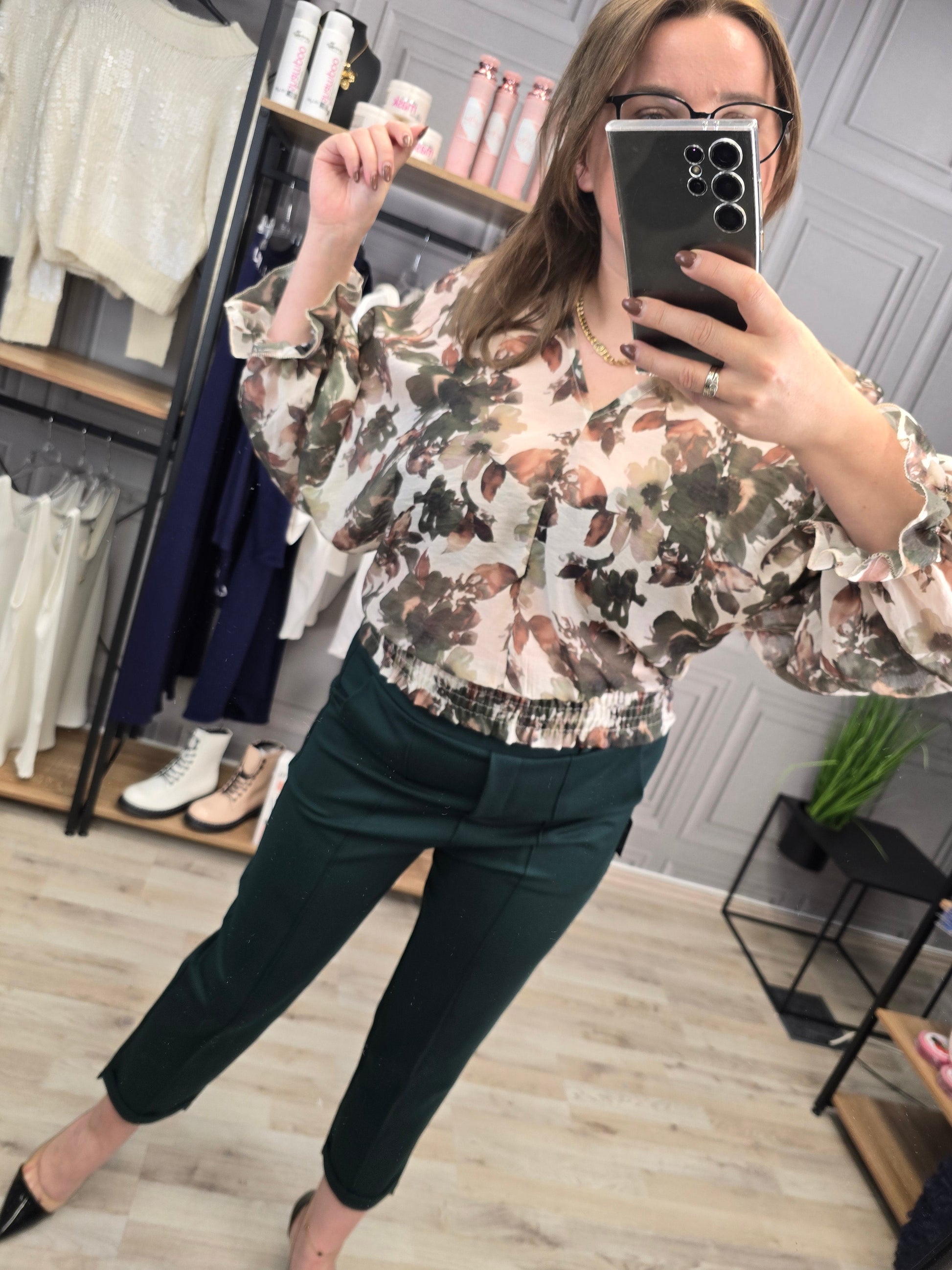 Bluse Mgiełka Muster khaki Ramoneska