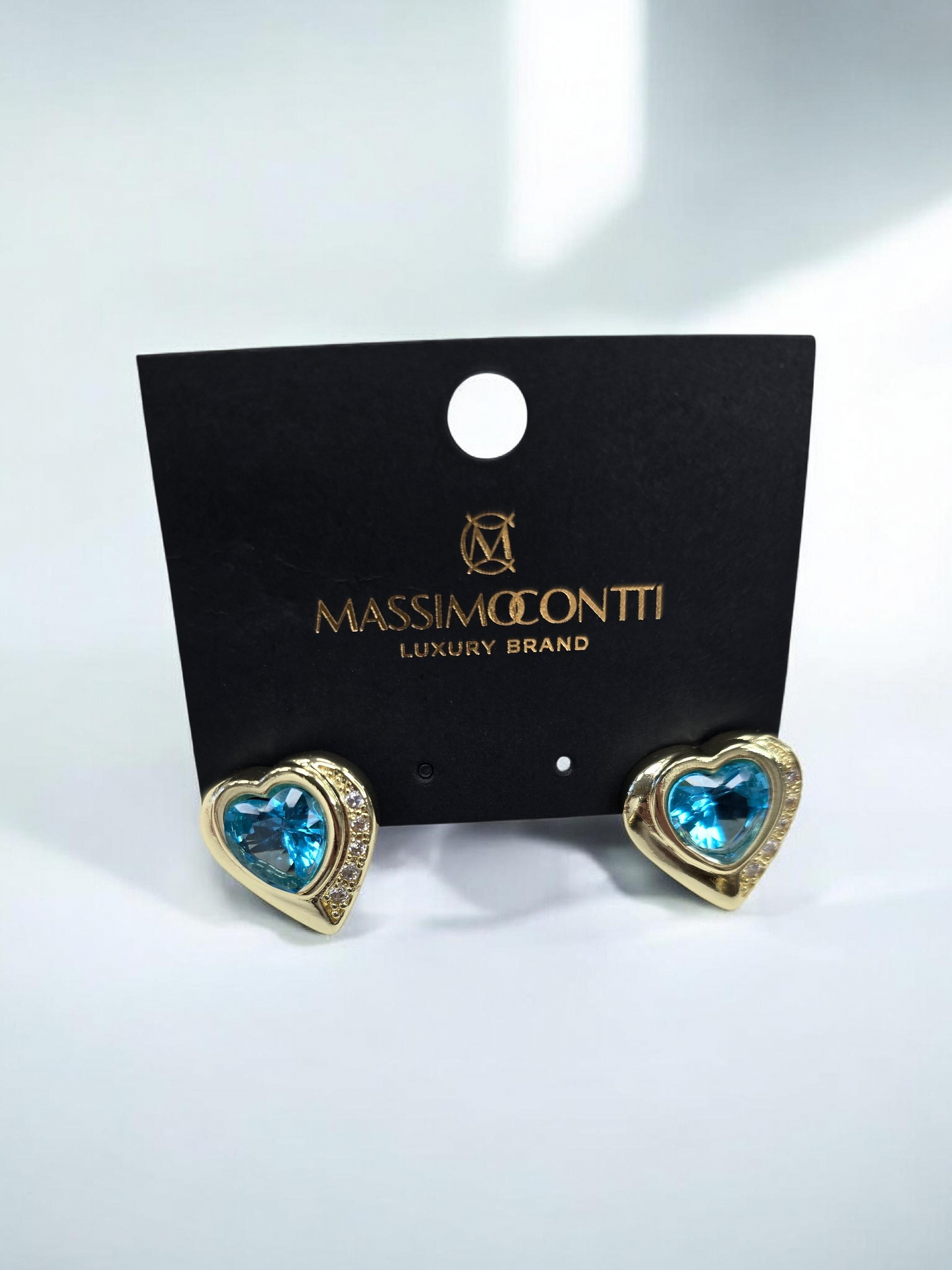 'Golden Love' Ohrringe mit blauem Herz Massimocontti