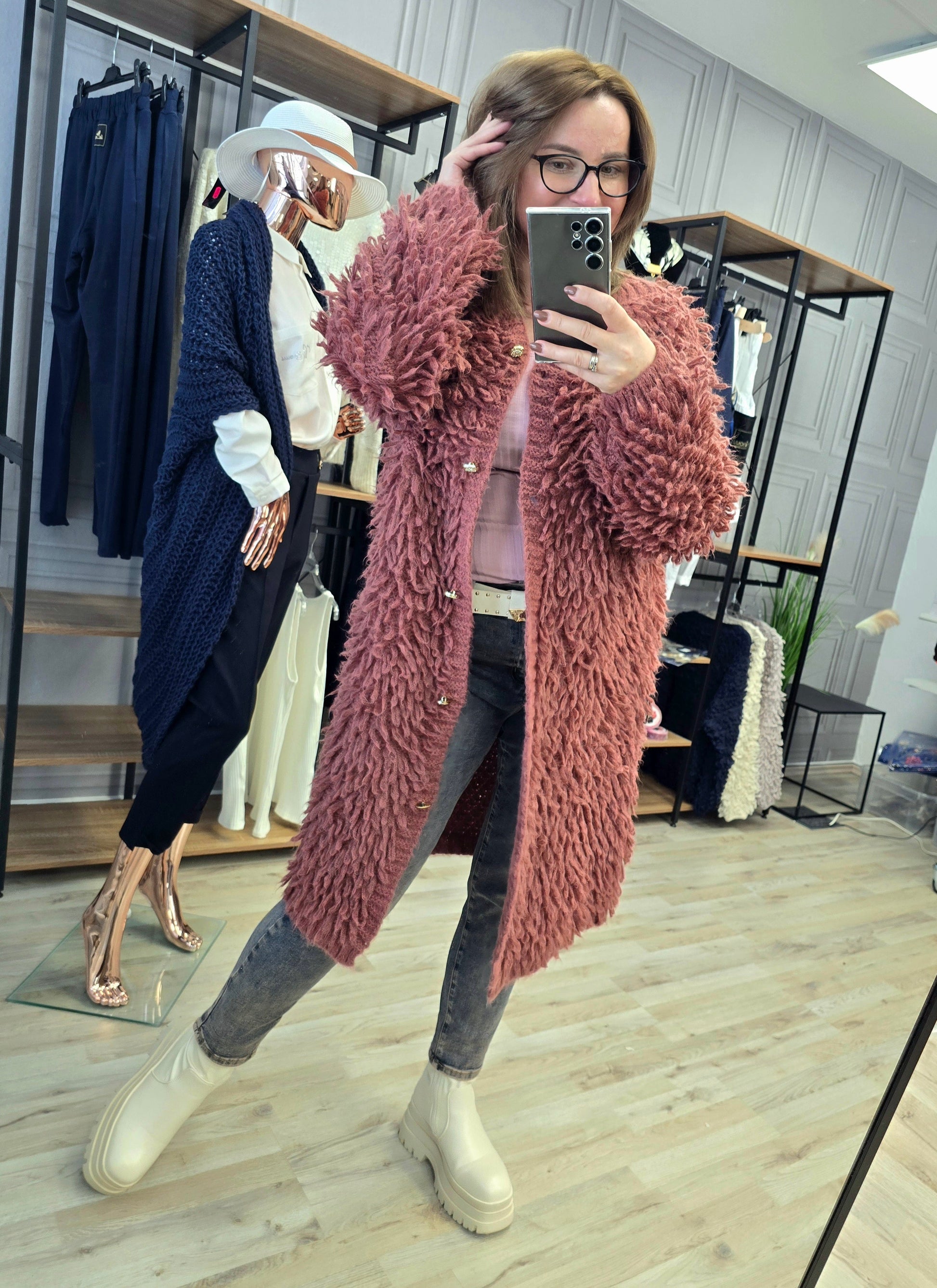 Cardigan Jacke LAMA von Minouu Midi Terrakotta Minouu