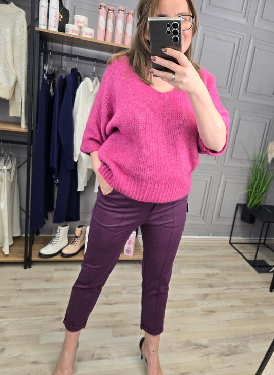 Zigaretten Hose mit Kante Pflaume Ramoneska
