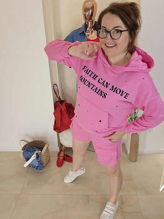 Believe SET Miss Hoodie & Shorts pink Ramoneska