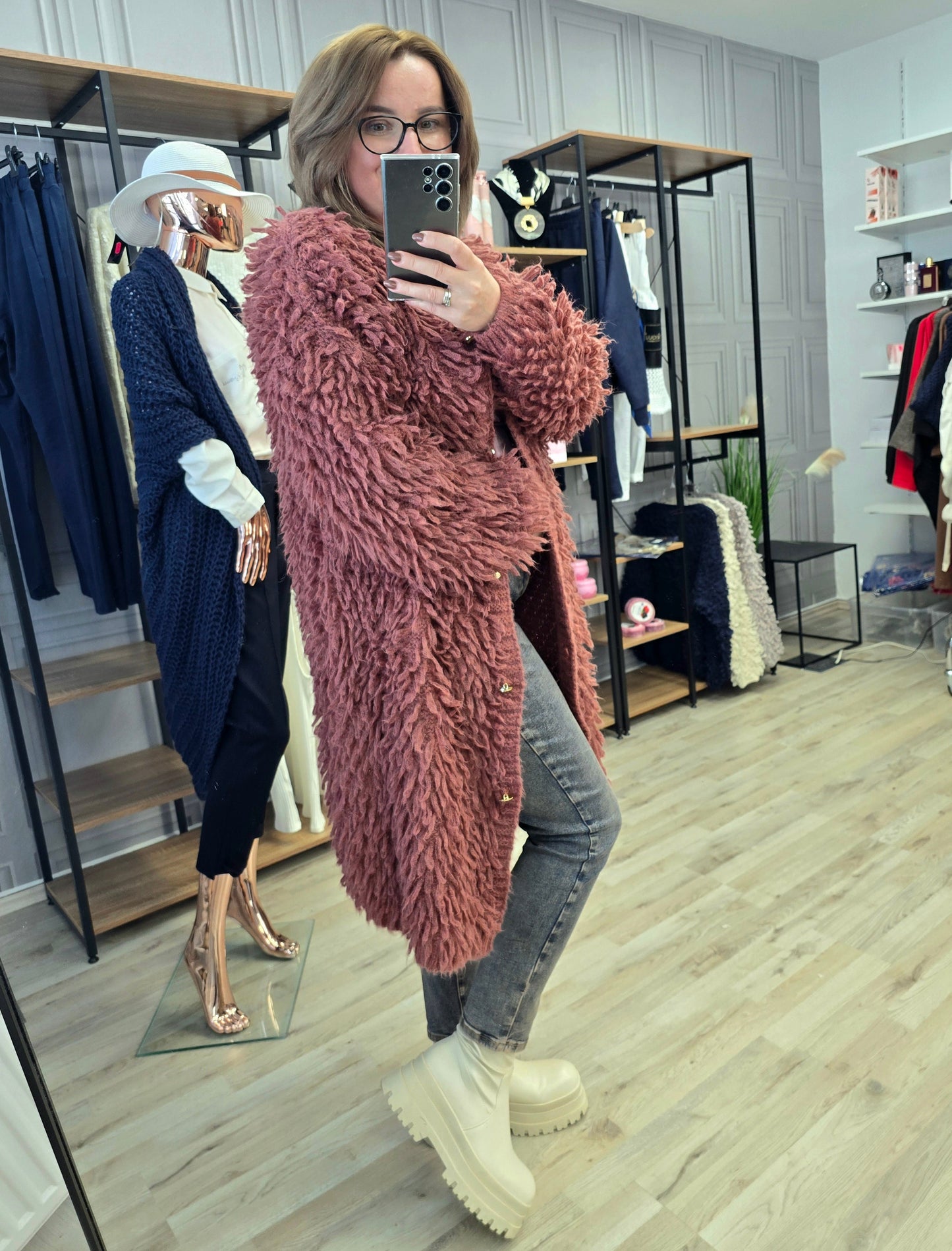 Cardigan Jacke LAMA von Minouu Midi Terrakotta Minouu