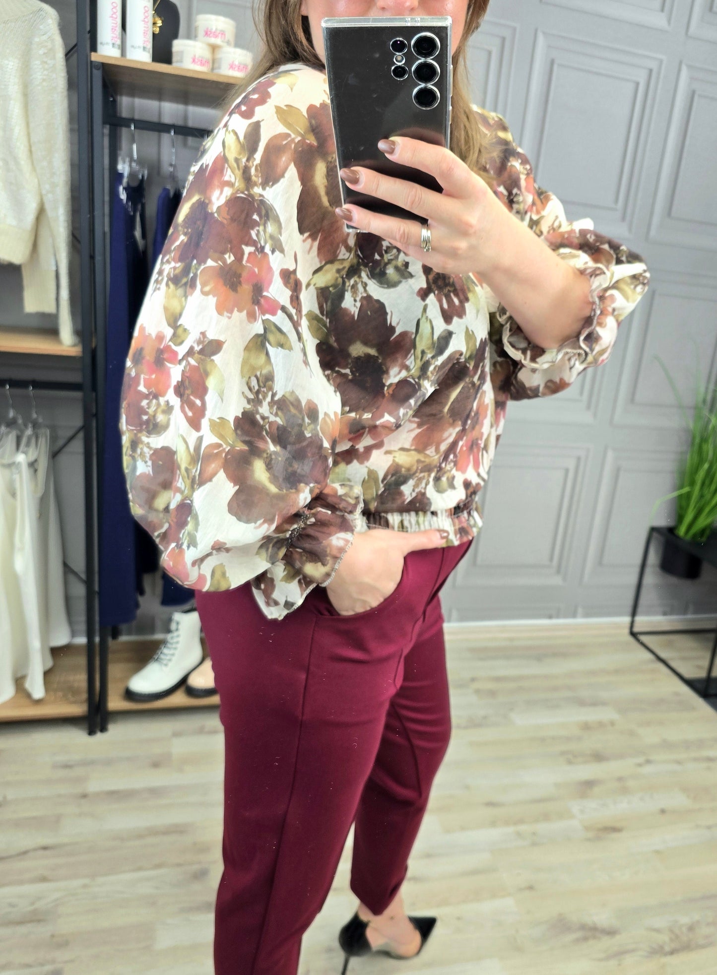 Bluse Mgiełka Muster bordeaux Ramoneska