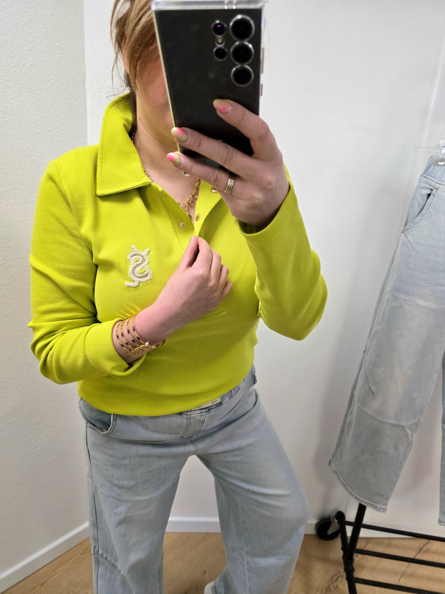 Bluse gerippt Marlene grün Ramoneska