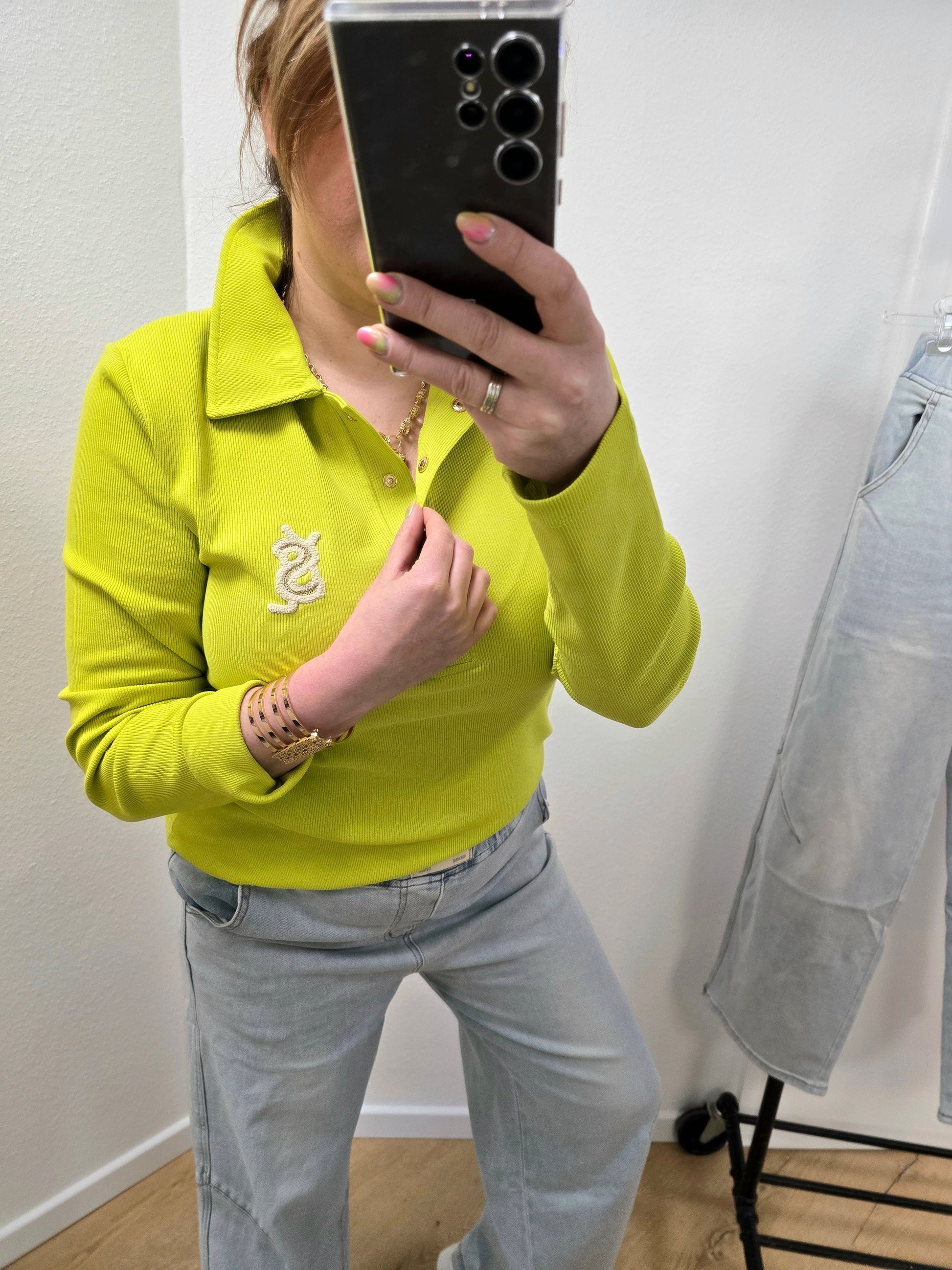 Bluse gerippt Marlene grün Ramoneska