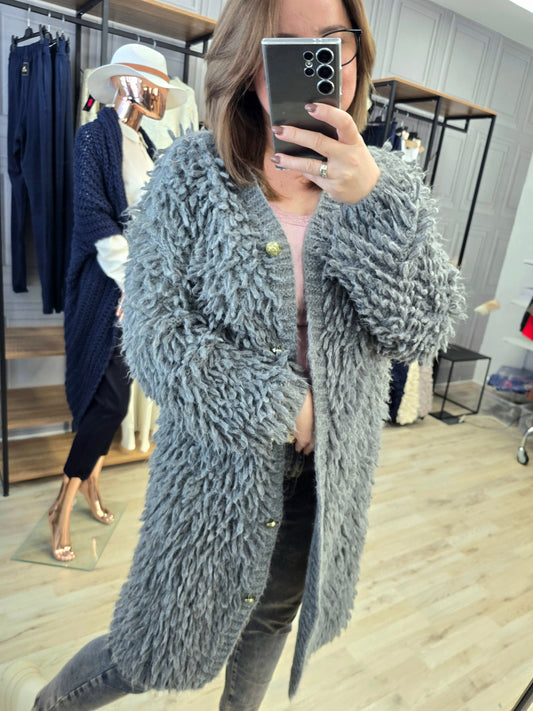 Cardigan Jacke LAMA von Minouu Midi grau Minouu
