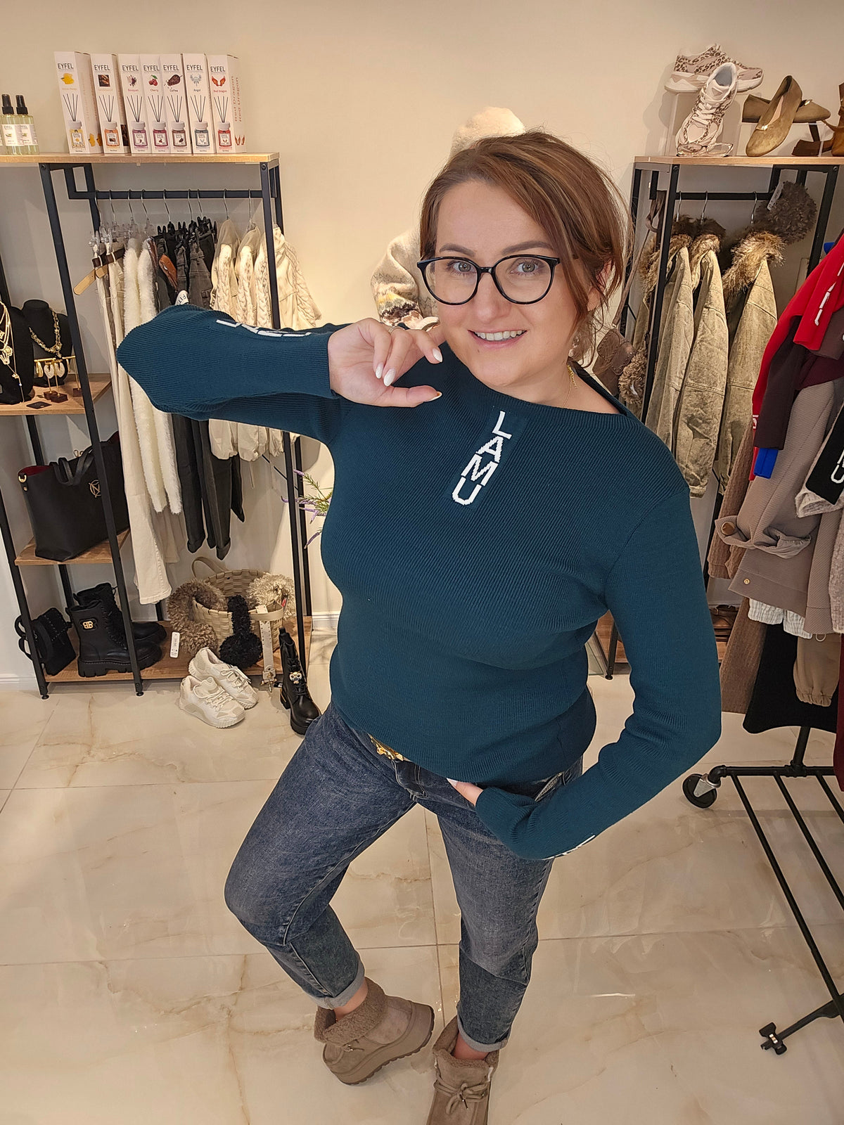 Basic Pullover la..mu Flaschengrün la..mu