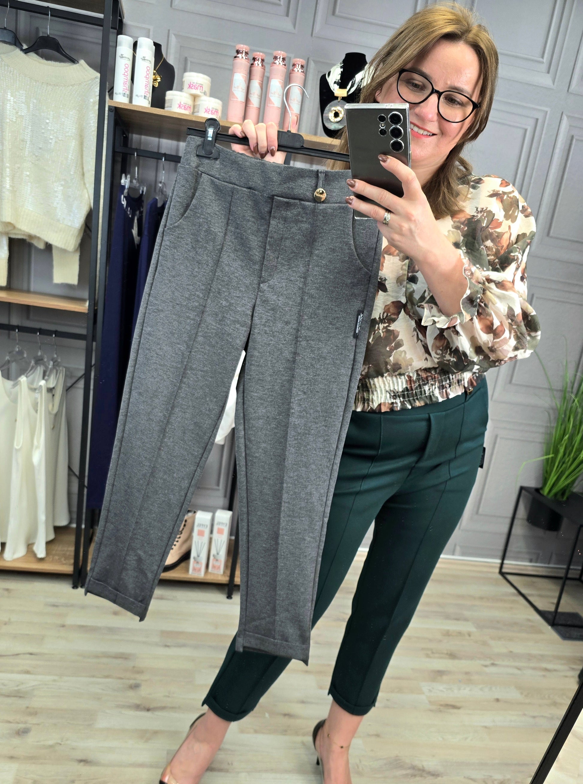 Zigaretten Hose mit Kante grau Minouu