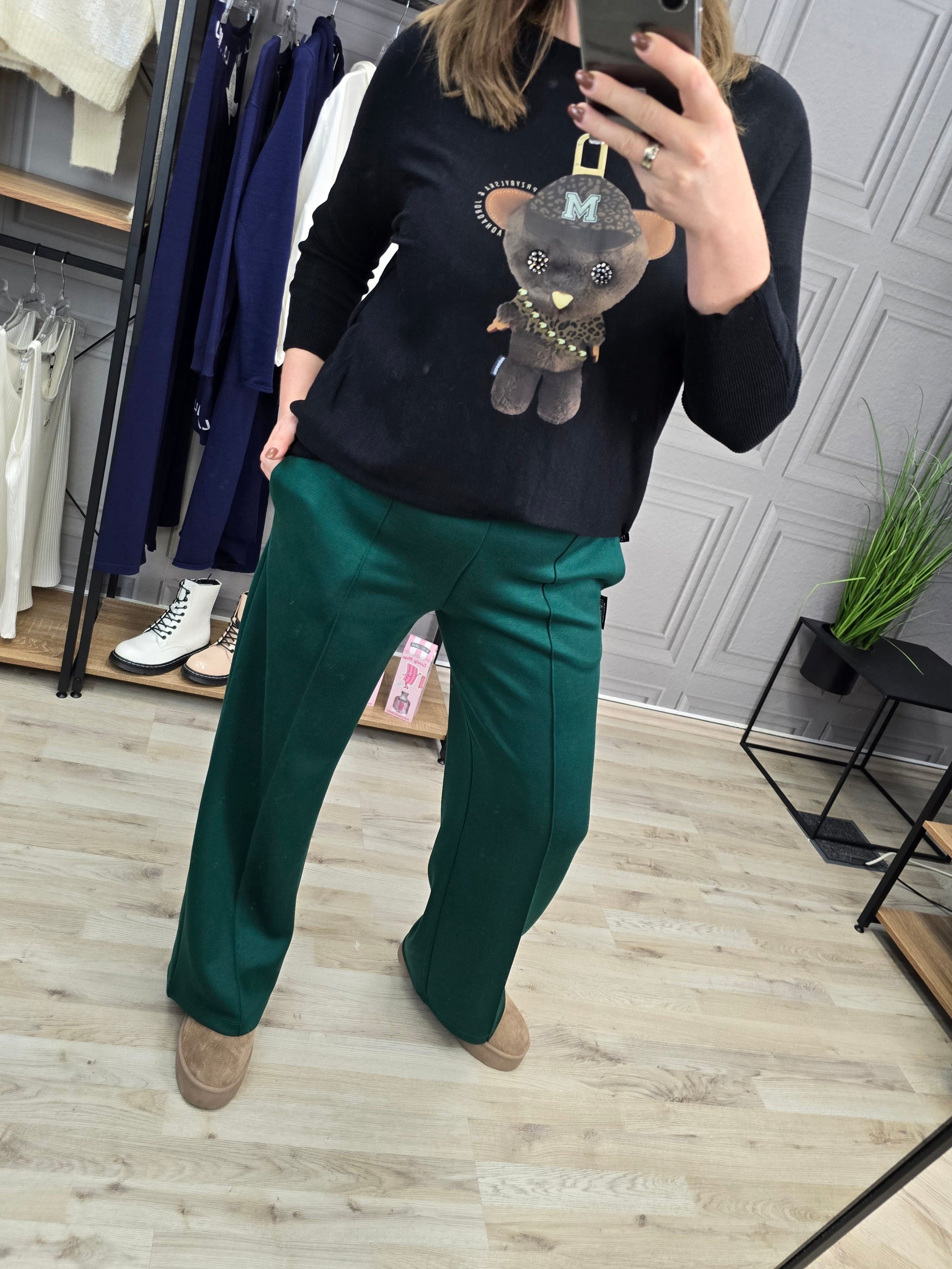 Pulli Teddy Strass schwarz Minouu Feinstrick Minouu