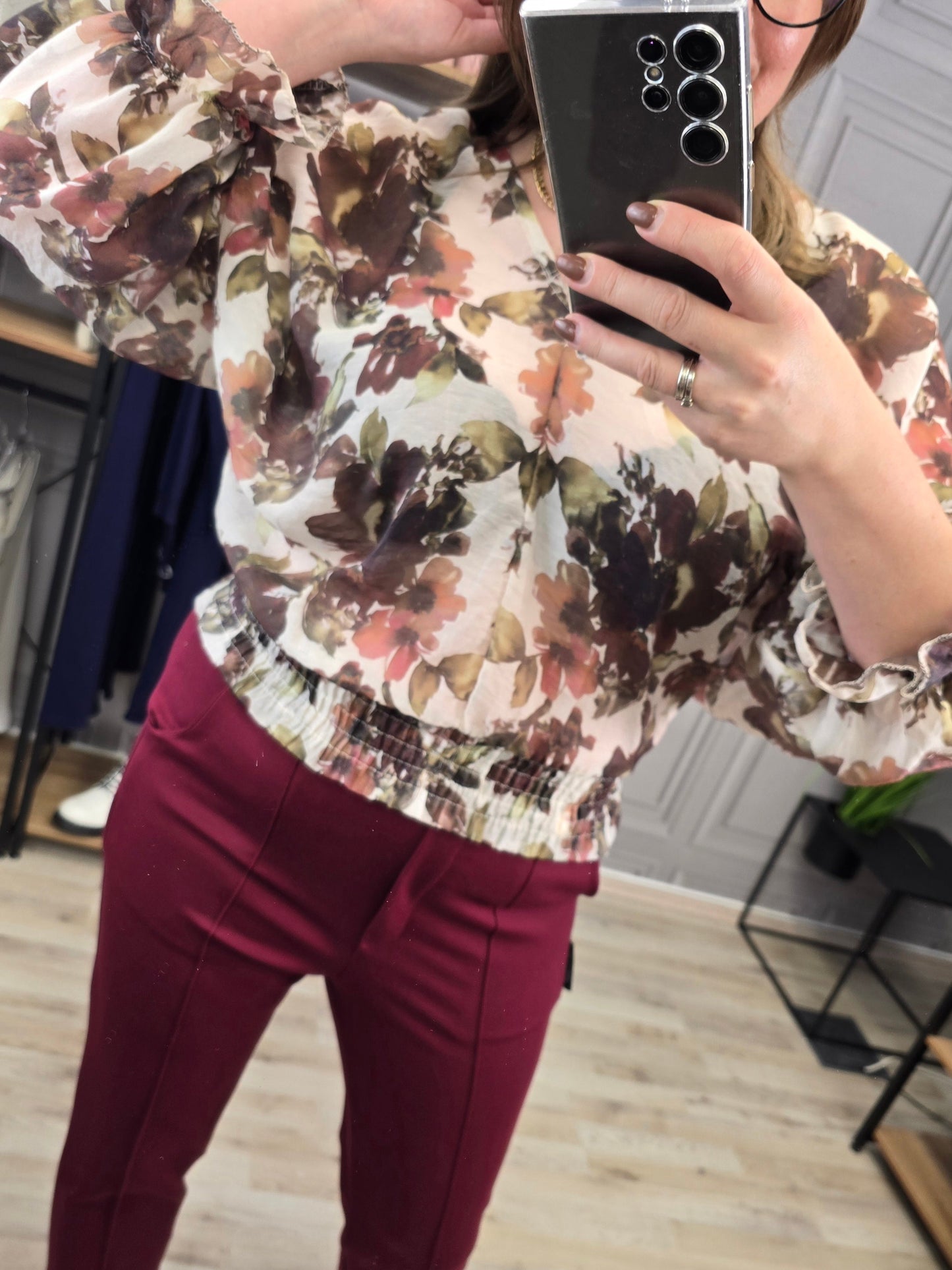 Bluse Mgiełka Muster bordeaux Ramoneska