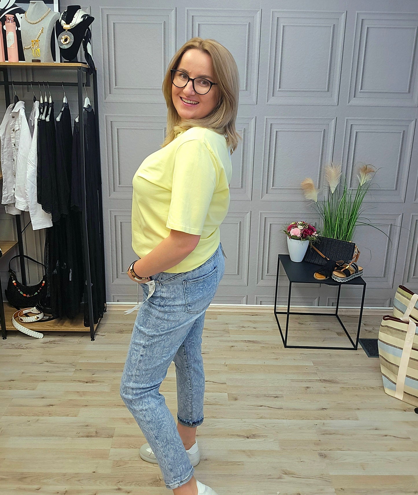Jeans M.SARA Denim Hose Muster blau M.SARA
