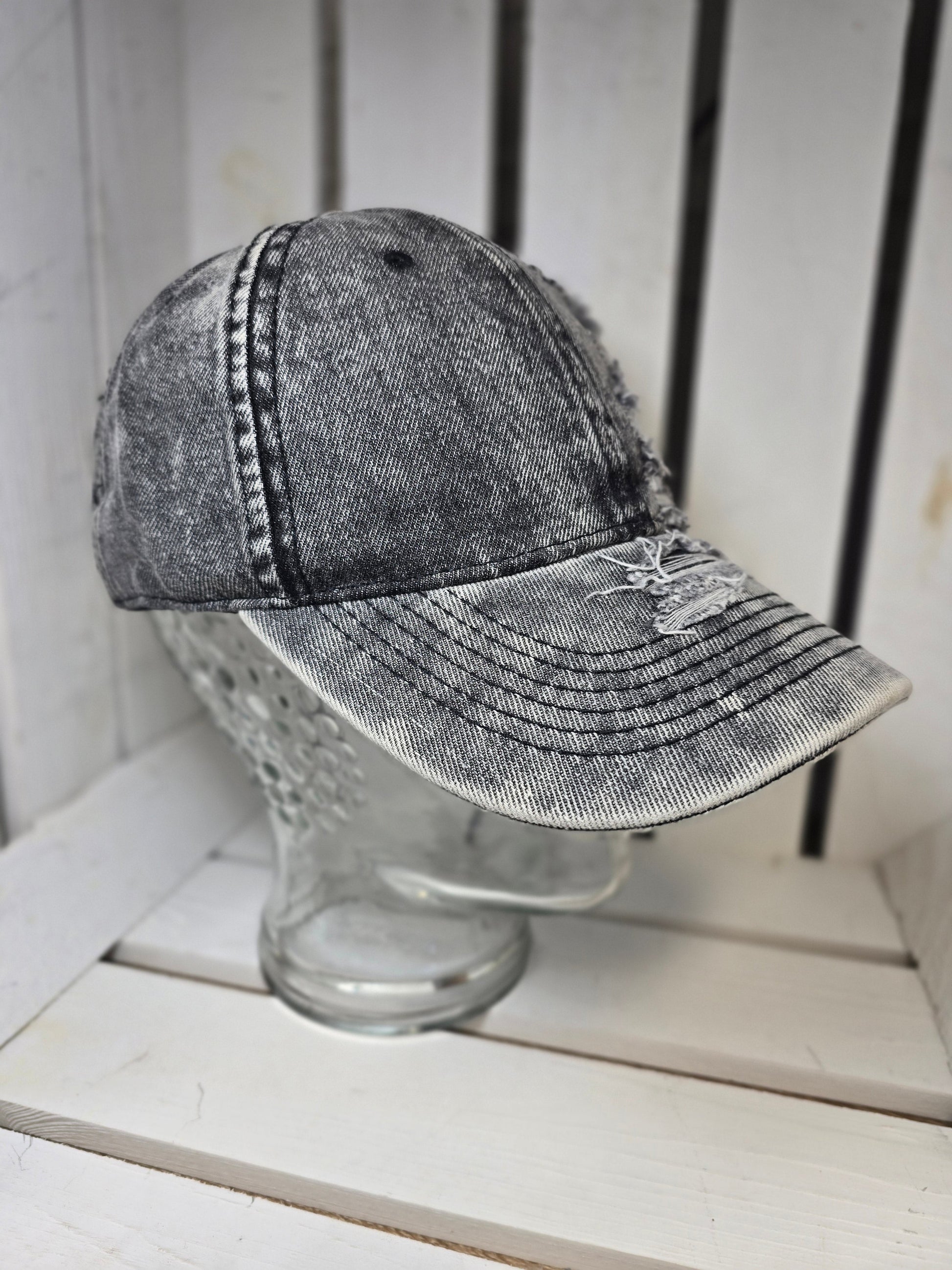 Jeans Cap Cappy Mütze grau Ramoneska