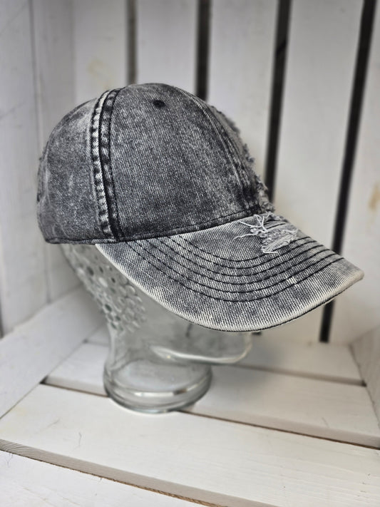 Jeans Cap Cappy Mütze grau Ramoneska