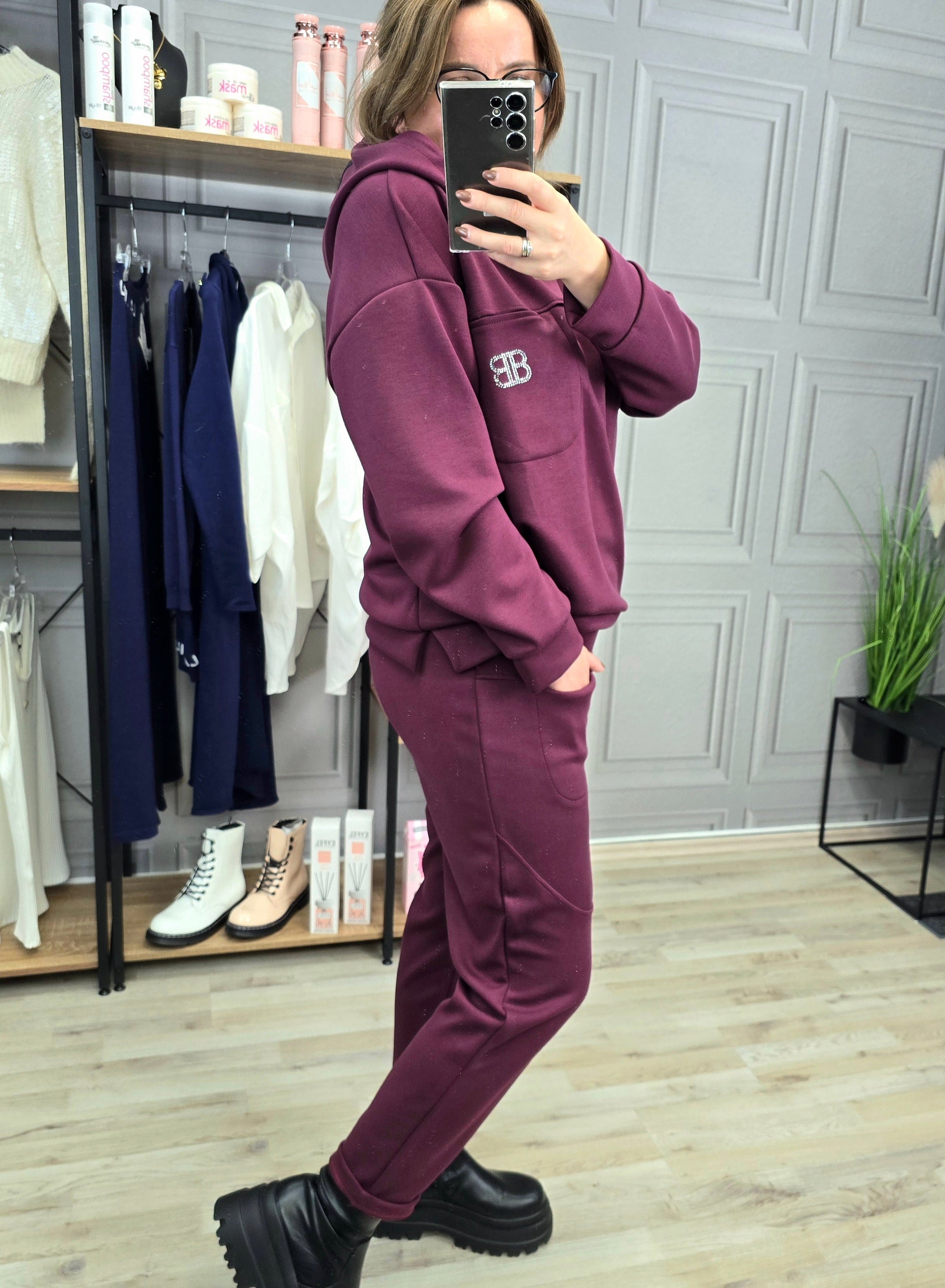 Anzug BB Hoodie & Hose Burgund von Minouu Minouu