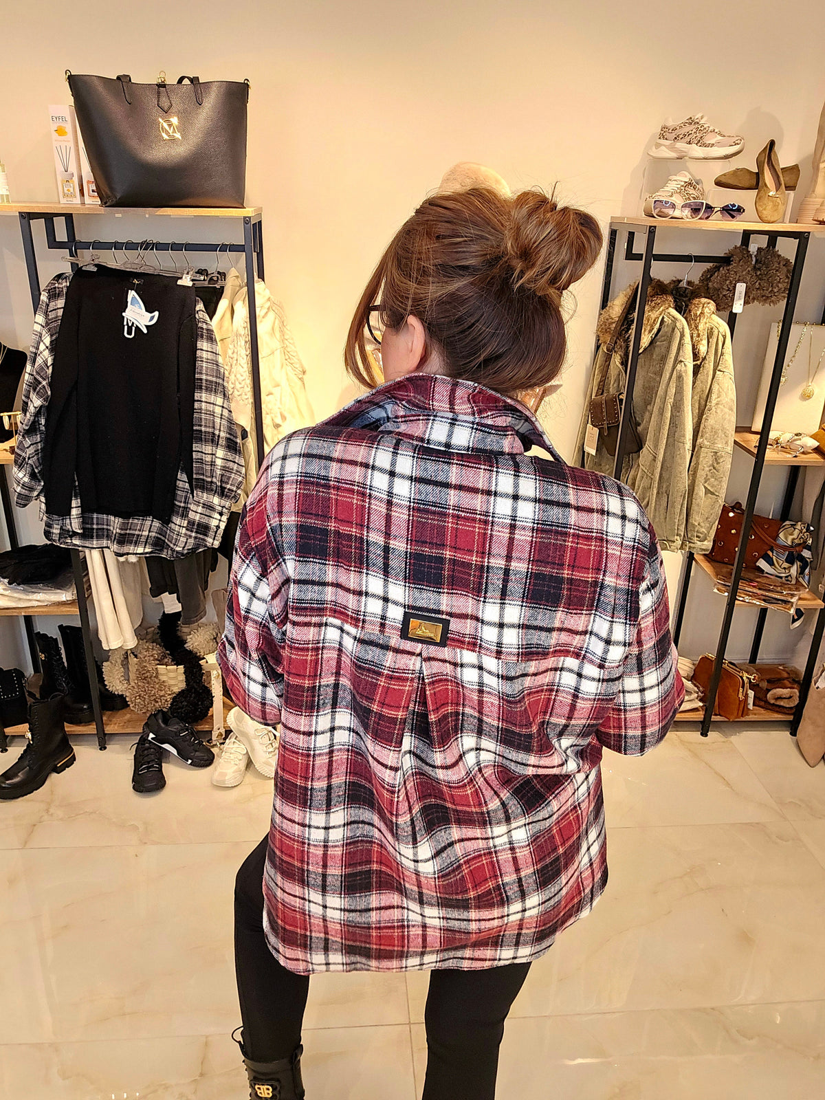 Flanell Hemdbluse CHECK ME Karo Bordeaux la..mu